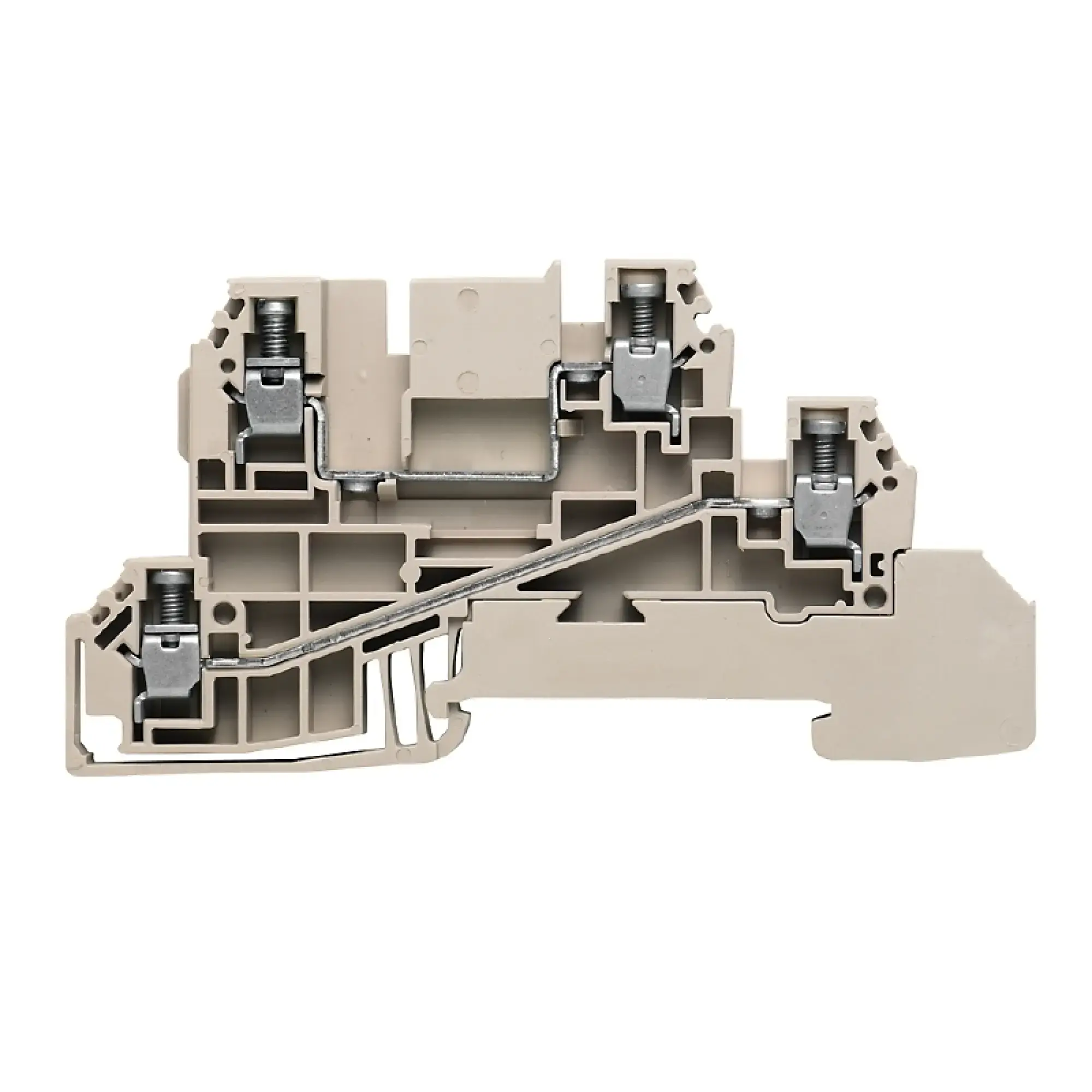 Weidmüller 1030300000 Multi level installation terminal block, Screw connection, dark beige, 2.5 mm², 24 A, 400 V, Number of connections: 4, Number of levels: 2, TS 35, V-0 (img_001)