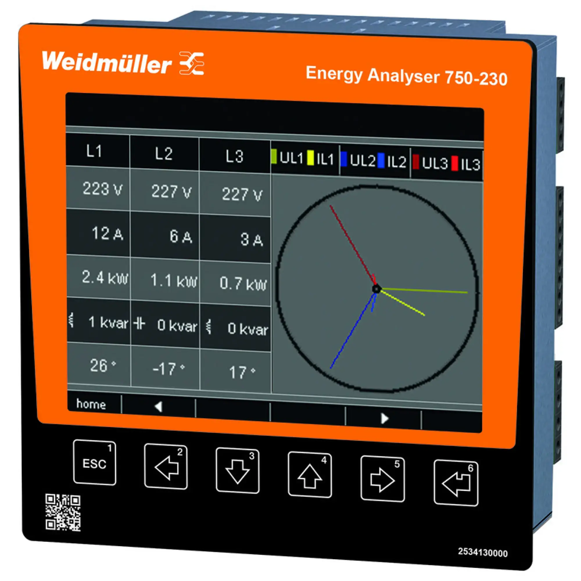 Weidmüller 2534130000 Measuring device electrical quantity, 600 V, Modbus RTU, Modbus-Gateway, Modbus TCP/IP, Modbus RTU over Ethernet, SNMP, Profibus DP V0, BACnet (option (img_001)