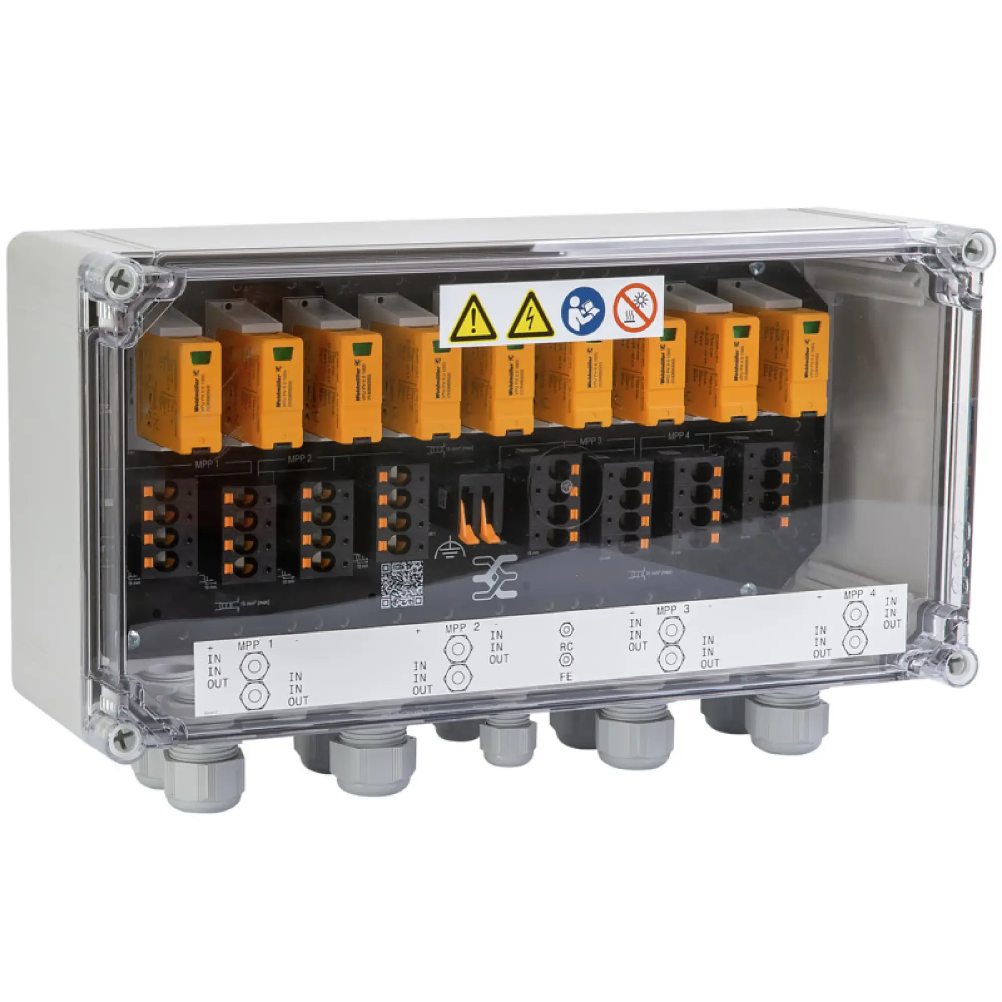 Weidmüller 2737610000 Combiner Box (Photovoltaik), 1000 V, 4 MPP´s, 2 Inputs / 2 Outputs per MPP, Surge protection I / II, Cable gland (img_001)
