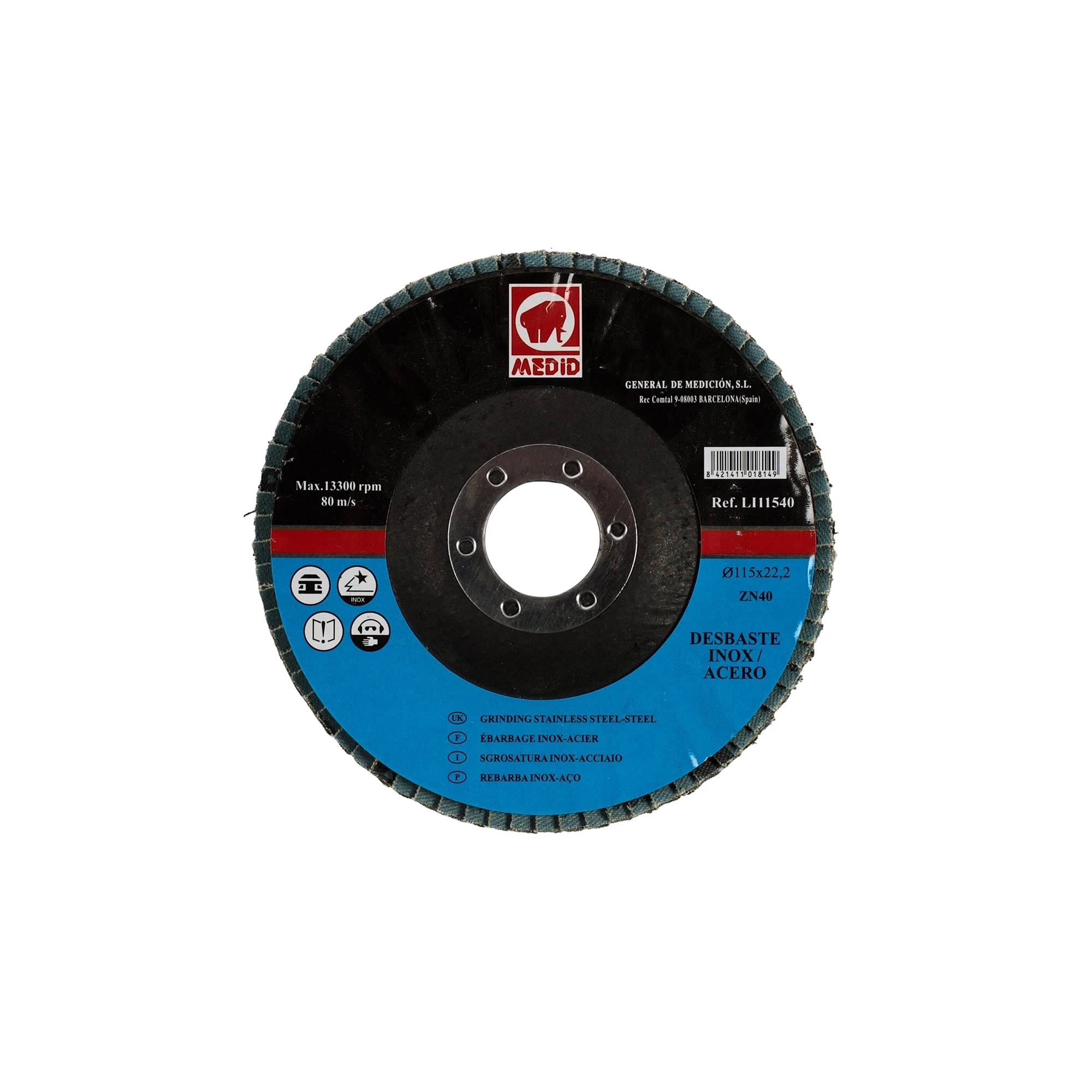 MEDID LI115ZN40 Stainless steel cut-off wheels for angle grinders diameter 115 mm- Grit 40 (img_001)