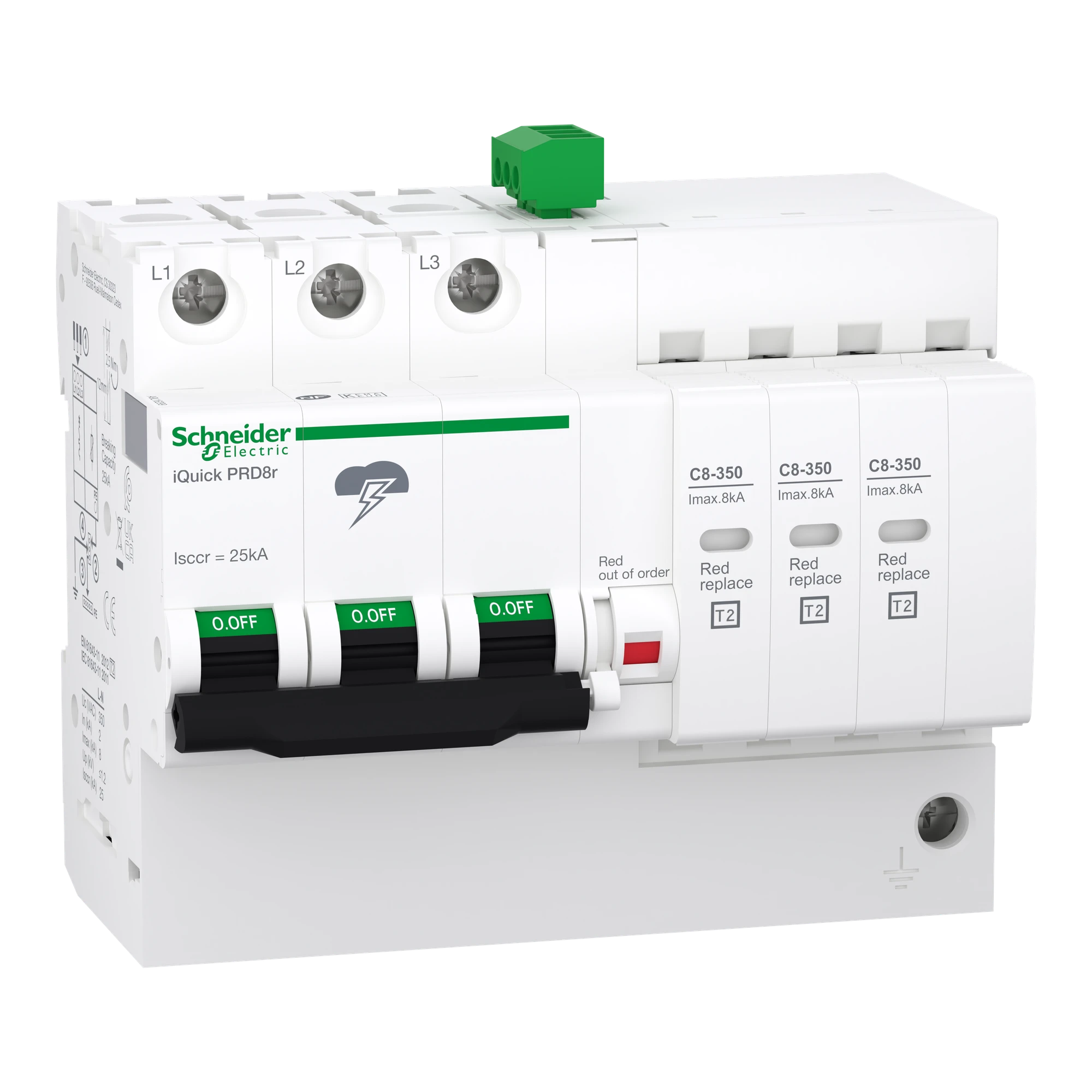 Schneider Electric A9L16299 Surge Protector iQuick PRD8r, Plugin Protection Modules 3P, Imax 8kA (img_001)