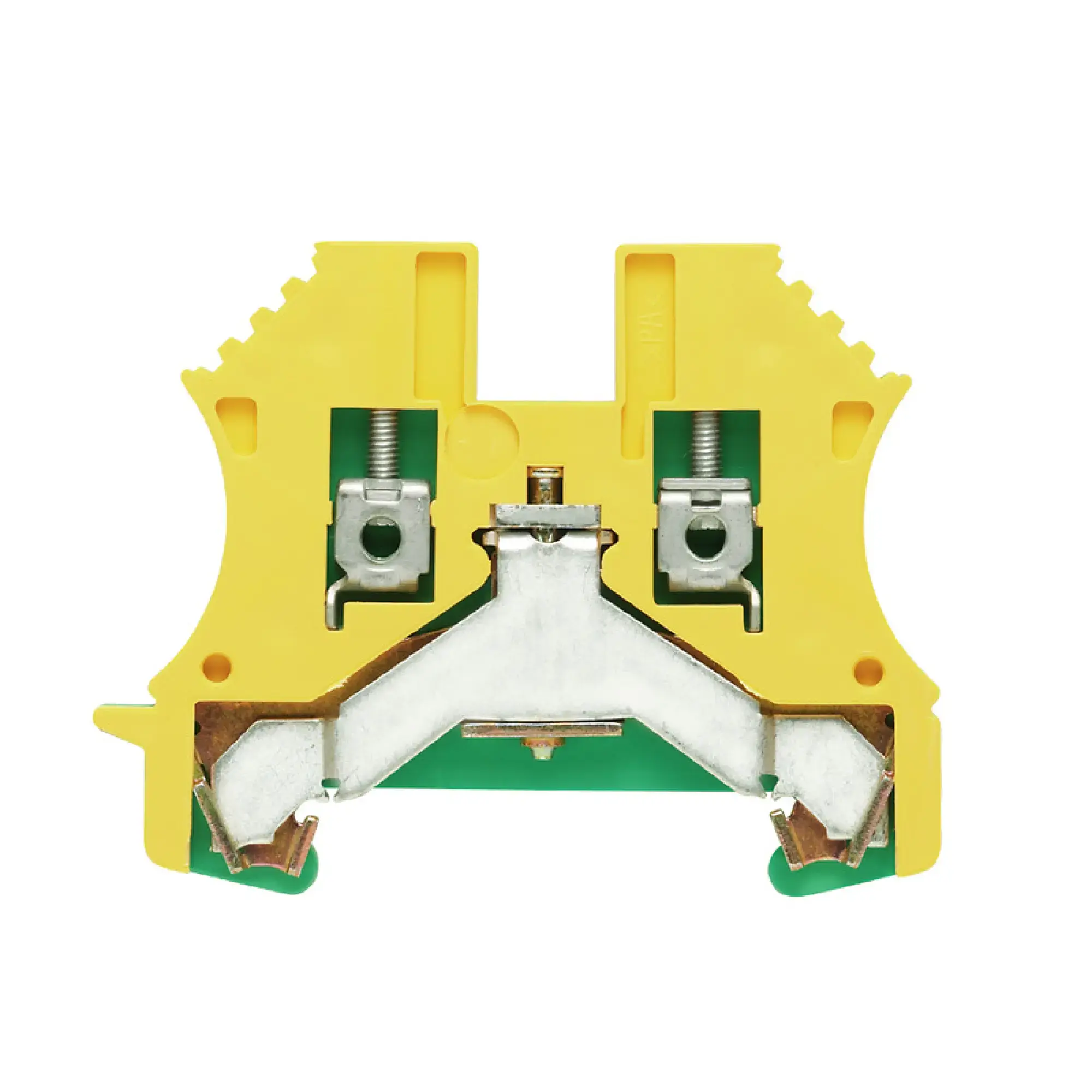 Weidmüller 1010000000 PE terminal, Screw connection, Green/yellow, 2.5 mm², 800 V, Number of connections: 2, Number of levels: 1, TS 35, V-0, Wemid (img_001)