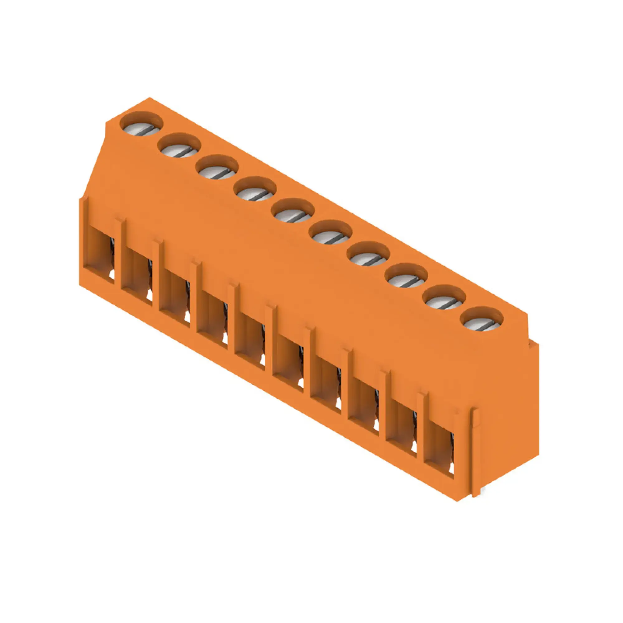 Weidmüller 1001910000 PCB terminal, 320 V, 32.5 A, Pitch in mm: 5.08, 6 mm², Number of poles: 10, Clamping yoke connection, THT solder connection, 90°, Box (img_001)
