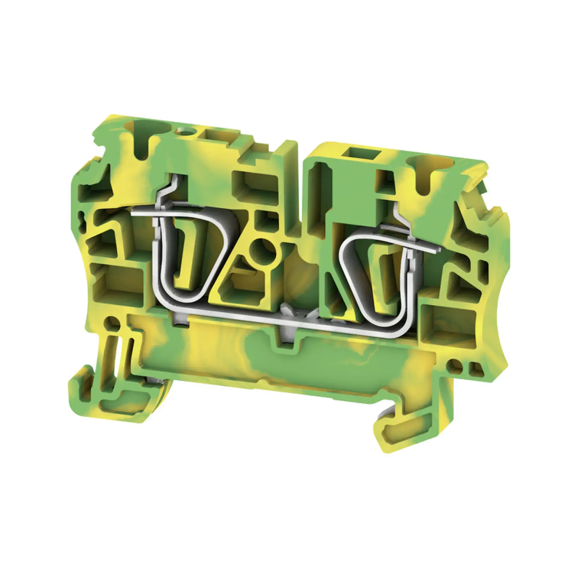 Weidmüller 1632080000 PE terminal, Tension-clamp connection, Green/yellow, 4 mm², 800 V, Number of connections: 2, Number of levels: 1, TS 35, V-0, Wemid (img_001)