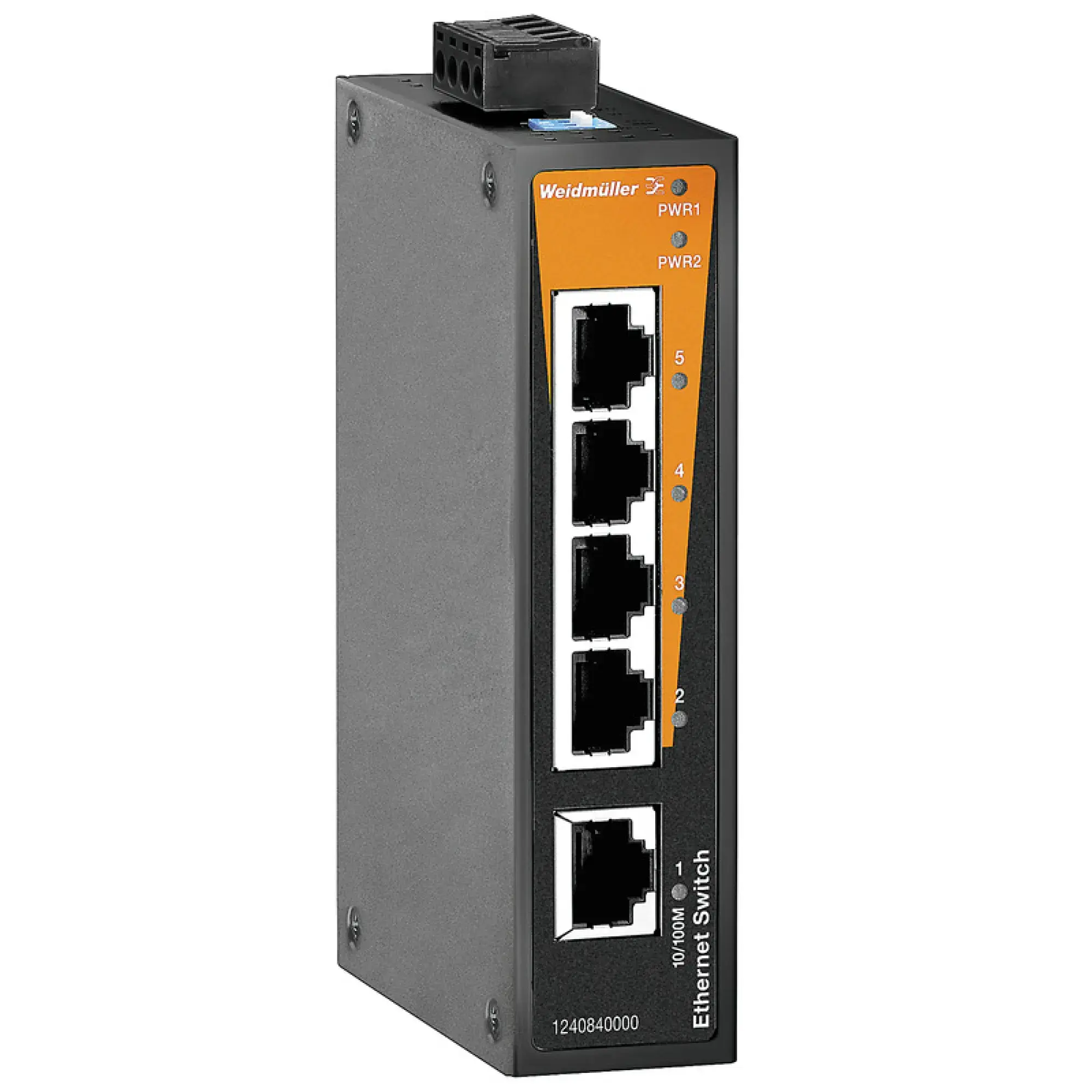 Weidmüller 1240840000 Network switch (unmanaged), unmanaged, Fast Ethernet, Number of ports: 5x RJ45, -10 °C...60 °C, IP30 (img_001)