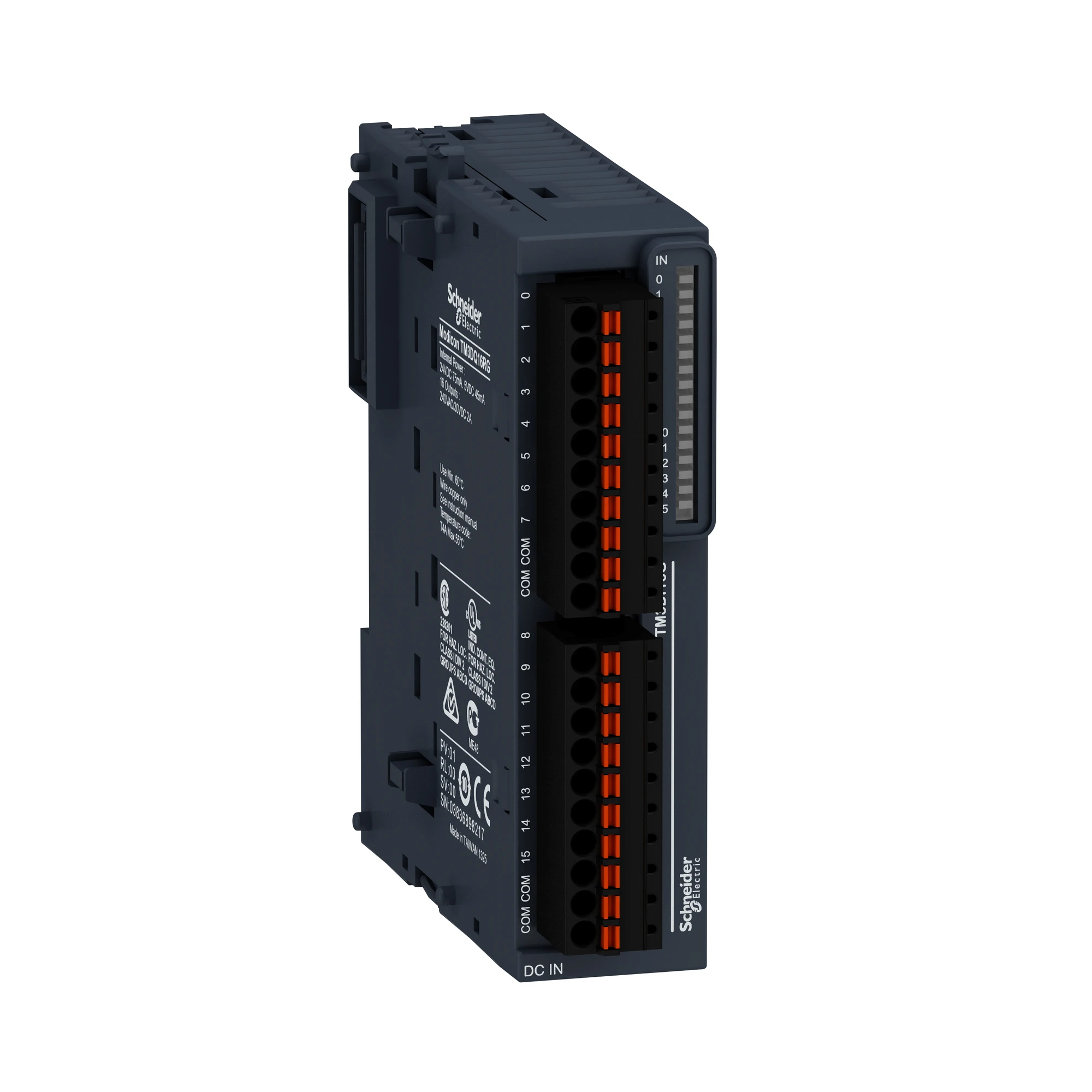 Schneider Electric TM3DQ16RG Digital Output Module, Modicon TM3, 16 Outputs, 24 VDC / 240 VAC, Relay, Spring-type Terminals (img_001)