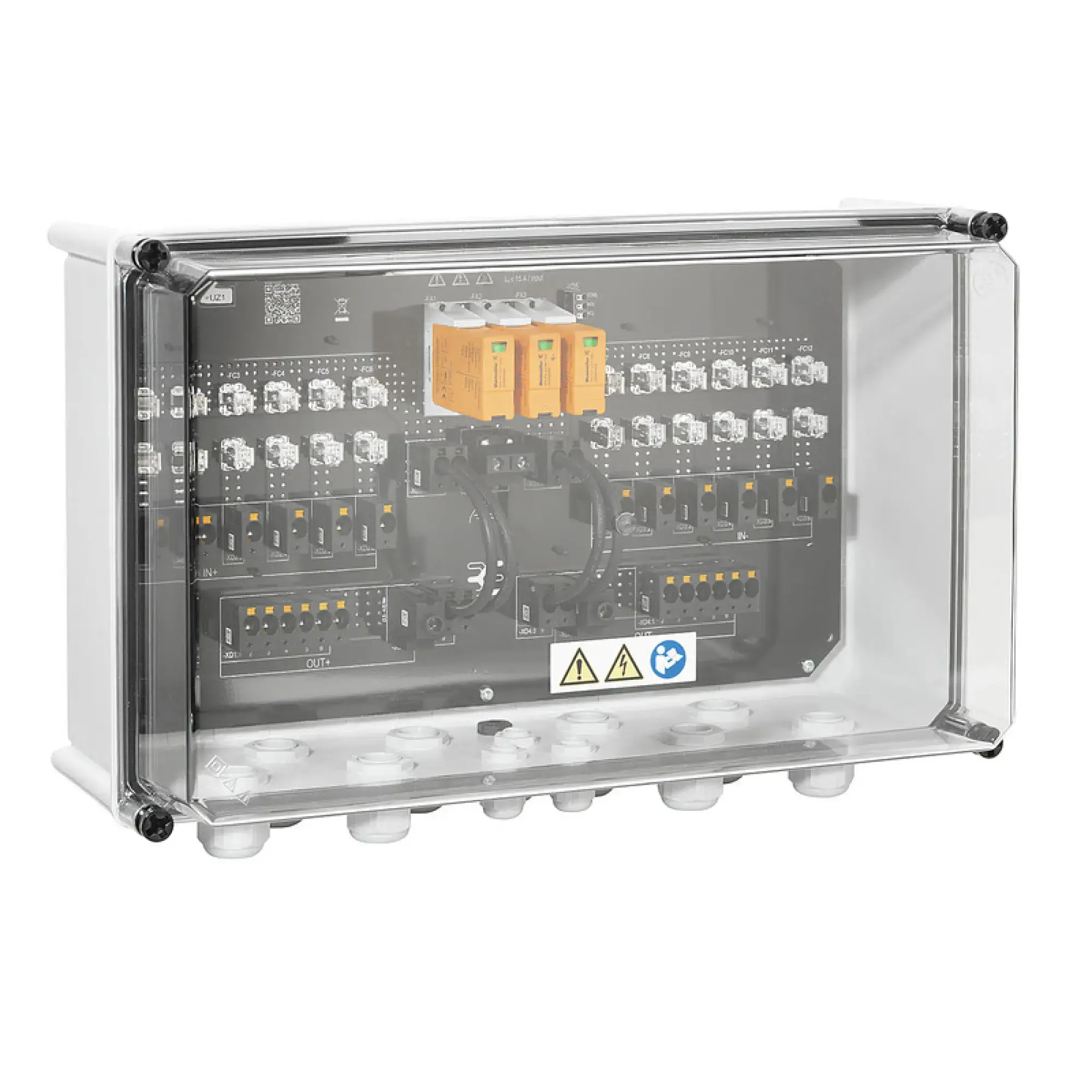 Weidmüller 2737520000 Combiner Box (Photovoltaik), 1000 V, 1 MPP, 6 Inputs / 6 Outputs per MPP, With fuse holder, Surge protection I / II, Cable gland (img_001)