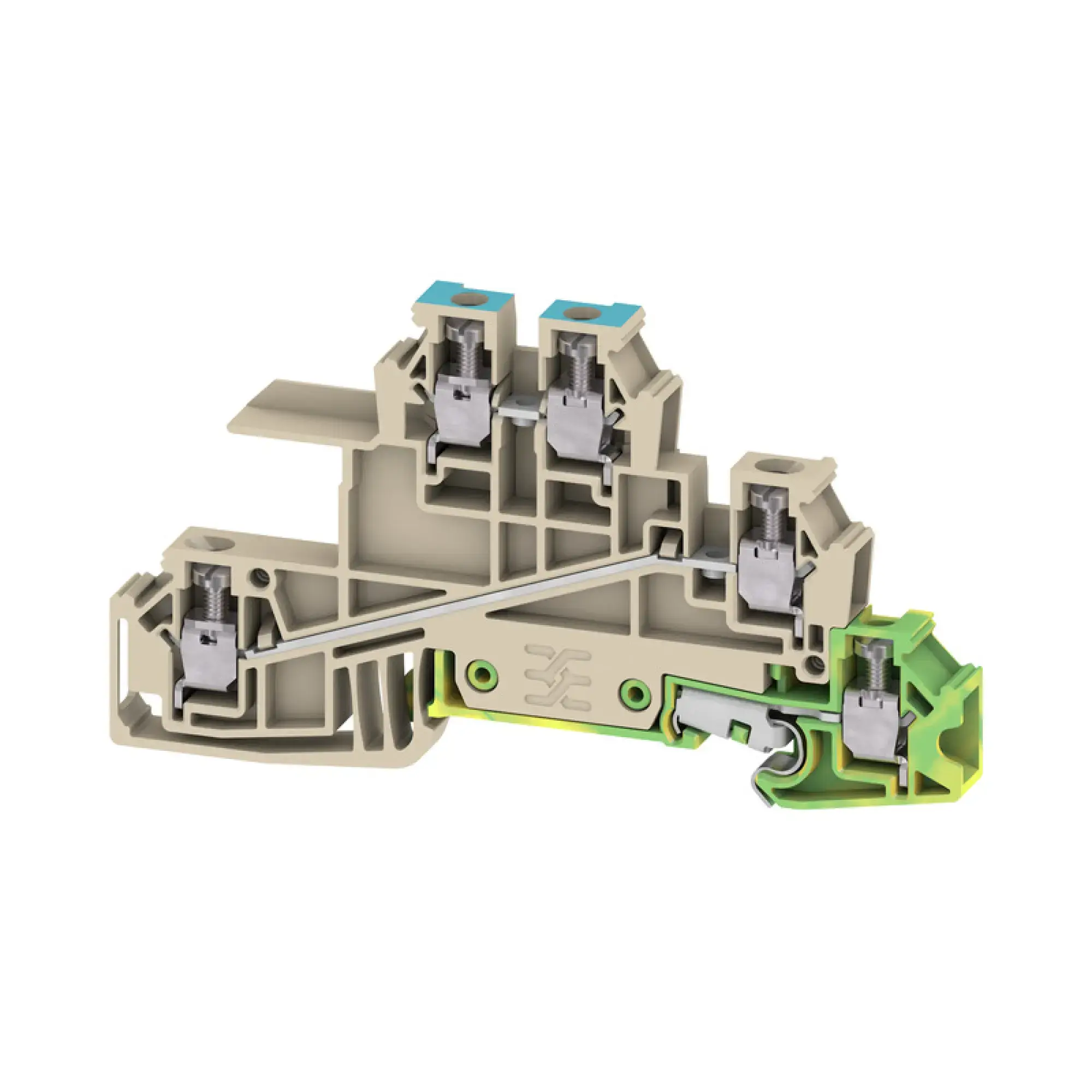 Weidmüller 1030700000 Multi level installation terminal block, Screw connection, dark beige, 2.5 mm², 24 A, 400 V, Number of connections: 5, Number of levels: 3, TS 35, V-0 (img_001)