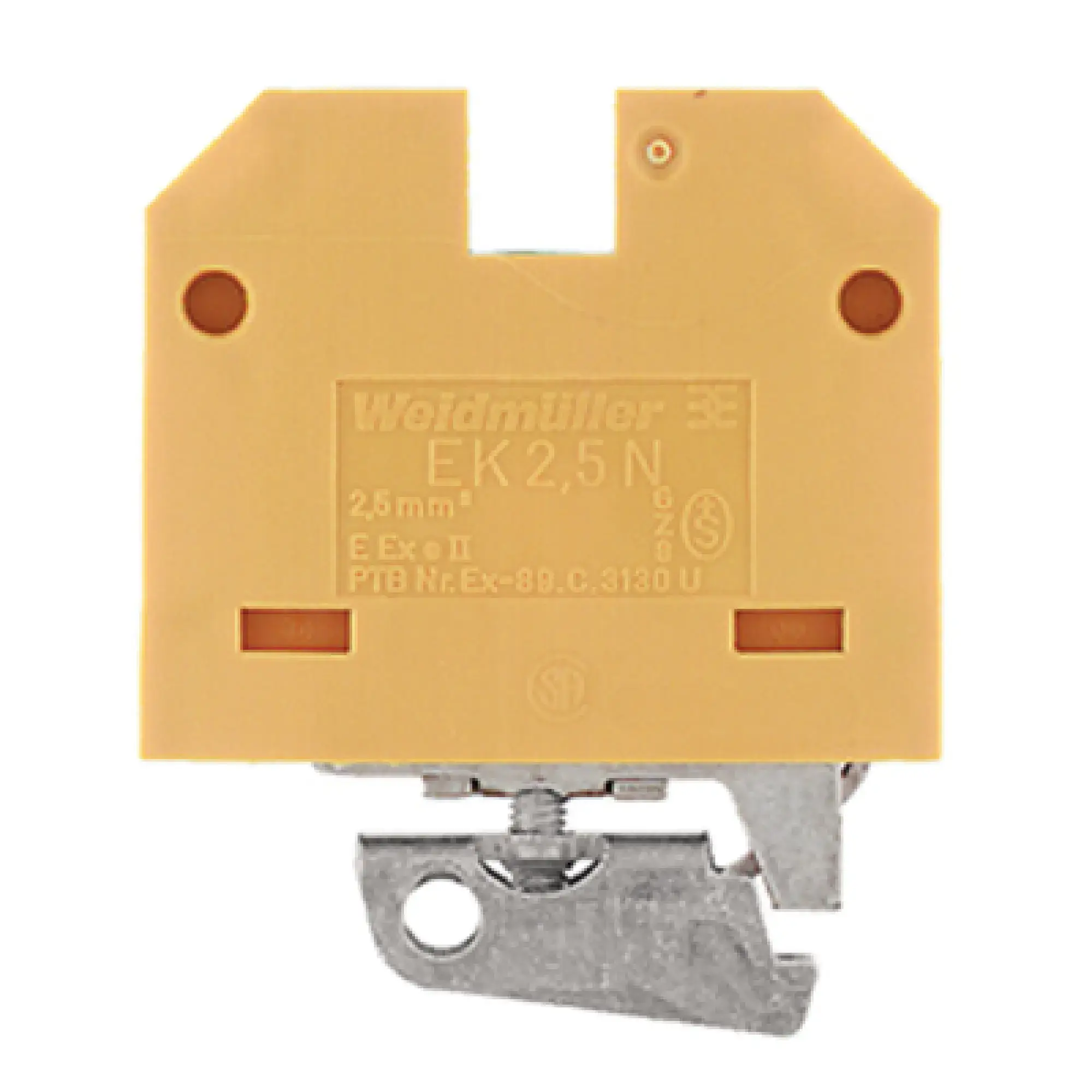 Weidmüller 0474360000 PE terminal, Screw connection, yellow, green, 2.5 mm², 800 V, Number of connections: 2, Number of levels: 1, TS 32, V-2, PA 66 (img_001)