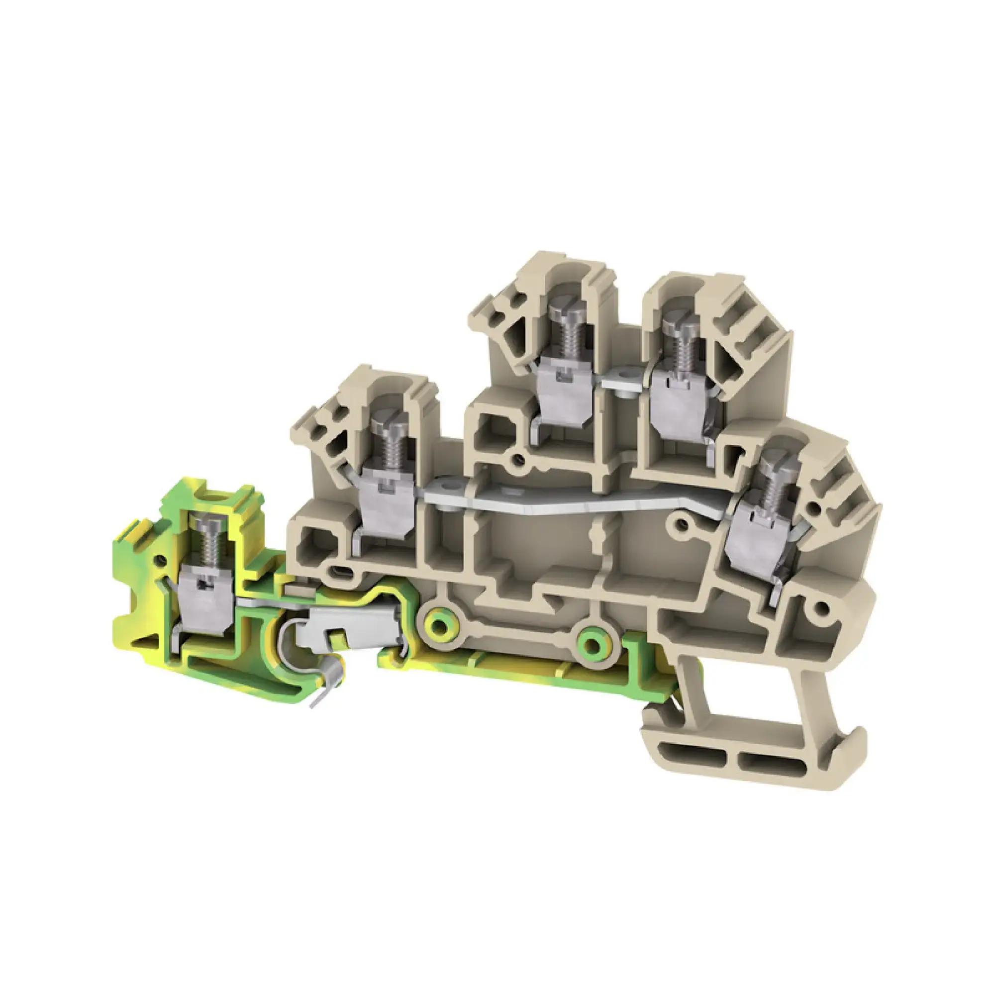 Weidmüller 1783790000 Initiator/actuator terminal, Screw connection, dark beige, 2.5 mm², 17.5 A, 250 V, Number of connections: 5, Number of levels: 3, TS 35, V-0, Wemid (img_001)
