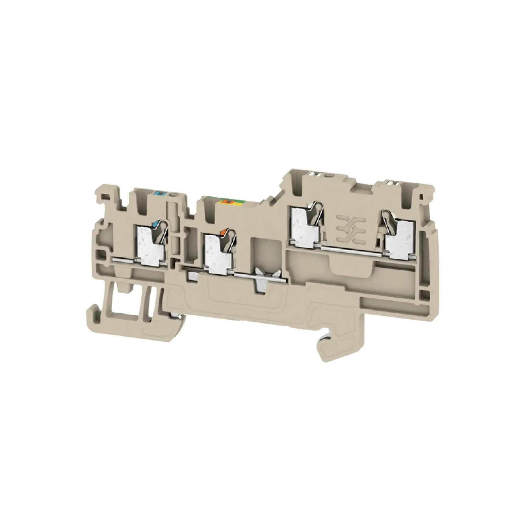 Weidmüller 1992250000 Initiator/actuator terminal, PUSH IN, dark beige, 1.5 mm², 13.5 A, 250 V, Number of connections: 4, Number of levels: 2, TS 35, V-0, Wemid (img_001)