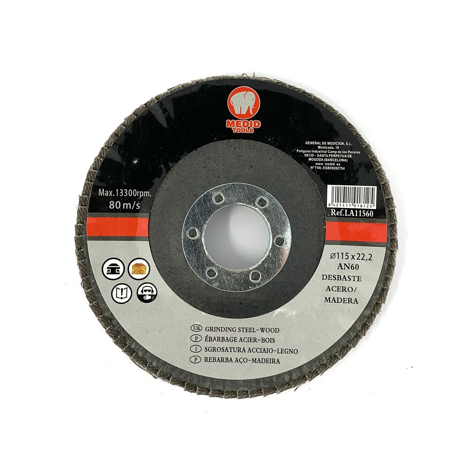 MEDID LA115AN60 Steel cut-off wheels for angle grinders Diameter ext. 115 mm- Grit 60 (img_001)