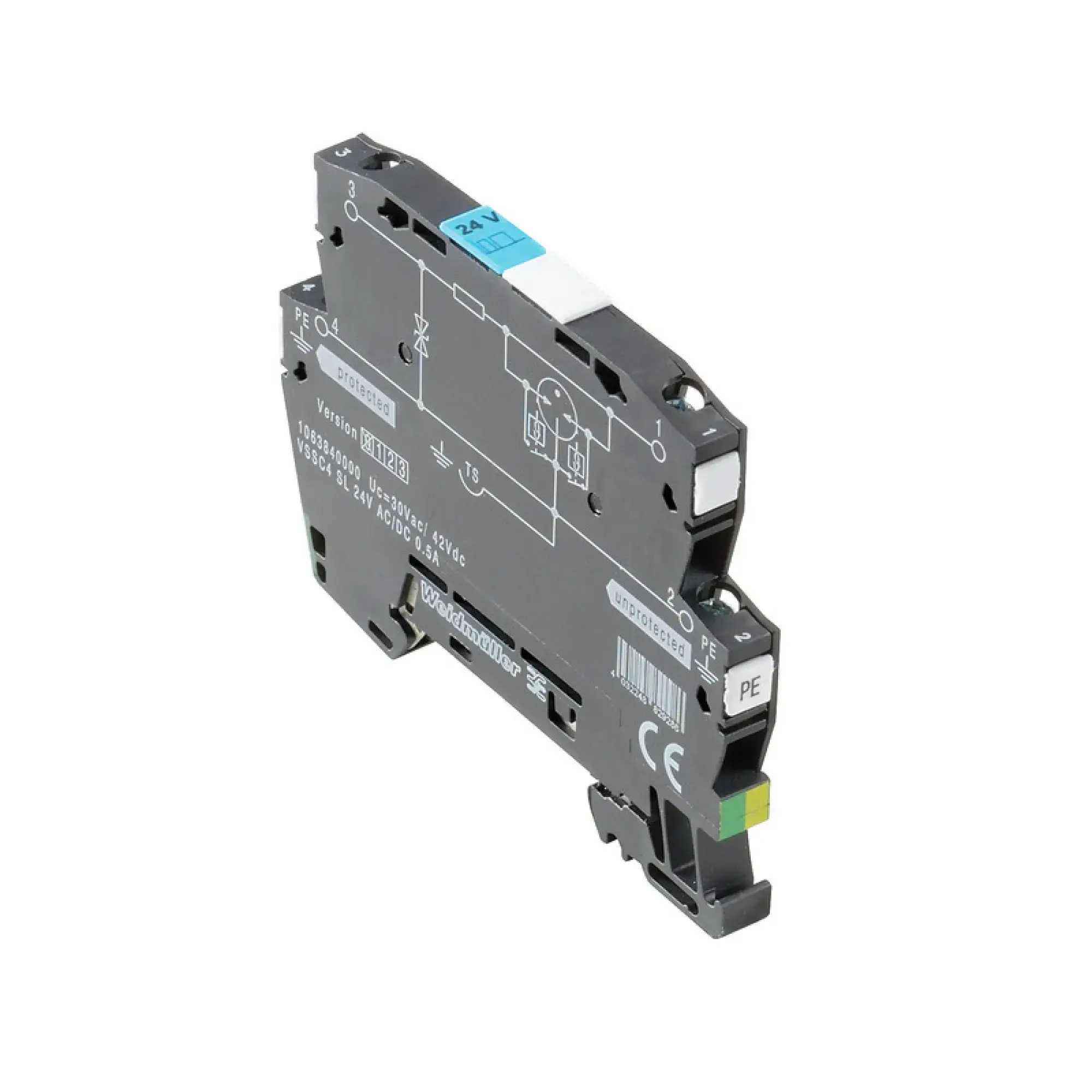 Weidmüller 1063840000 Surge voltage arrester (data networks/MCR-technology), Surge protection for measurement and control, binary, Number of signals: 1, AC/DC, 24 V, 34 V, (img_001)
