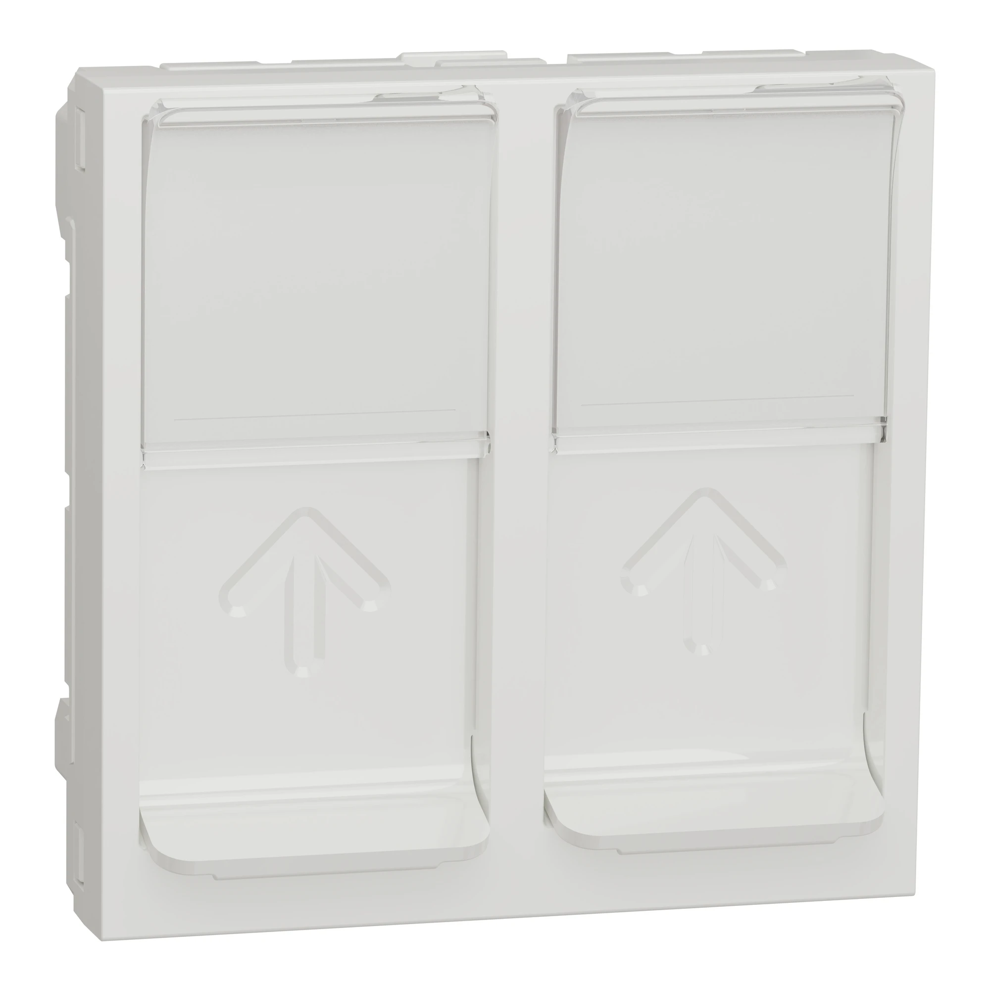 Schneider Electric NU942018 Optiline 45/Unica Central Plate Data Outlet 2xRJ45 Dust Labeling Field White (img_001)