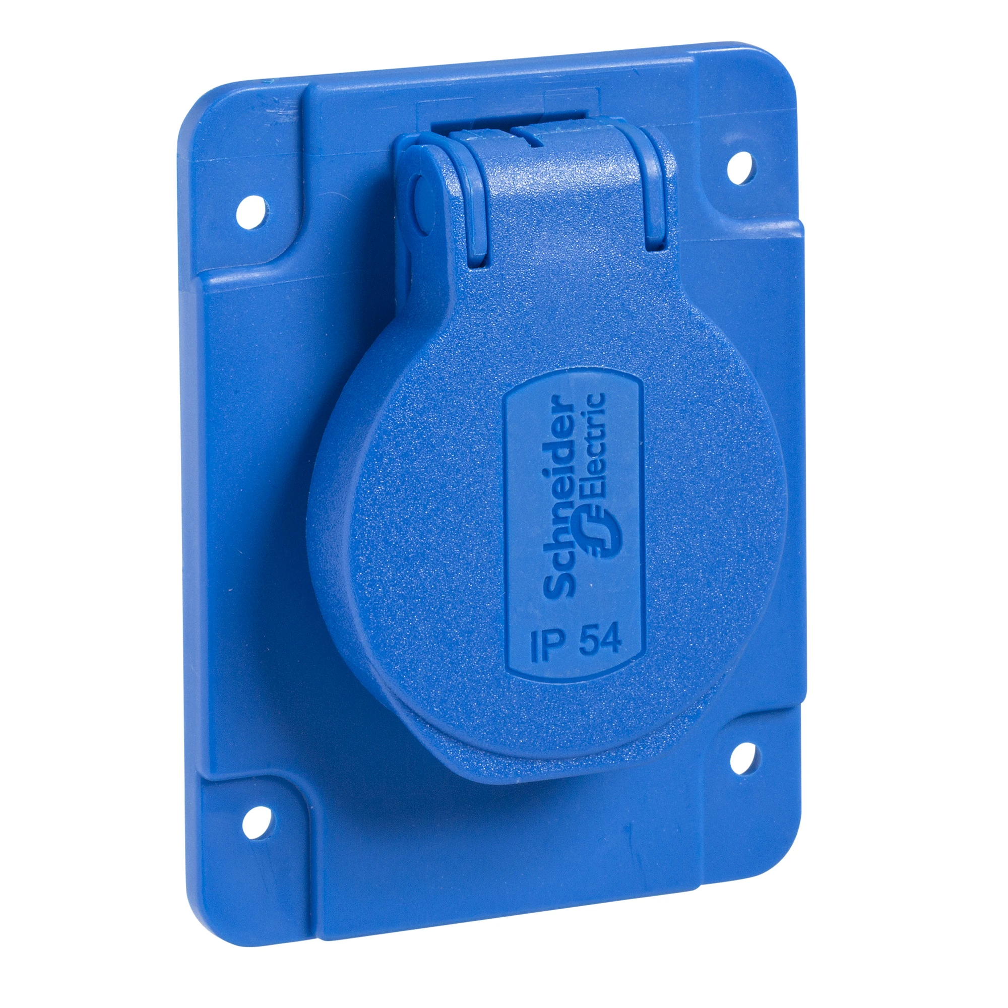 Schneider Electric PKN61B Schuko socket, blue, 2p+E, 10/16A, 250V, for France, IP54 -65x85mm (img_001)