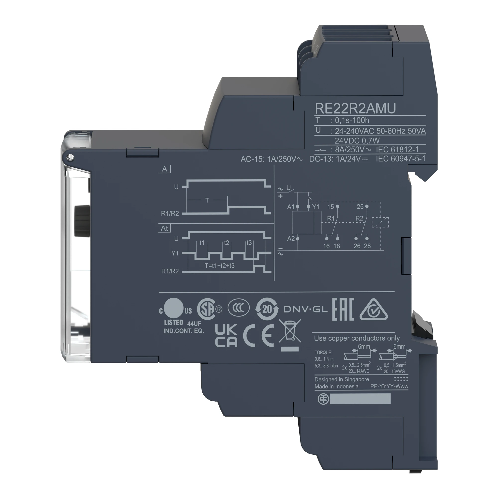 Schneider Electric RE22R2AMU Response delay, 0.1 s-100 h, 24 VDC/24-240VAC, 2 W (img_004)