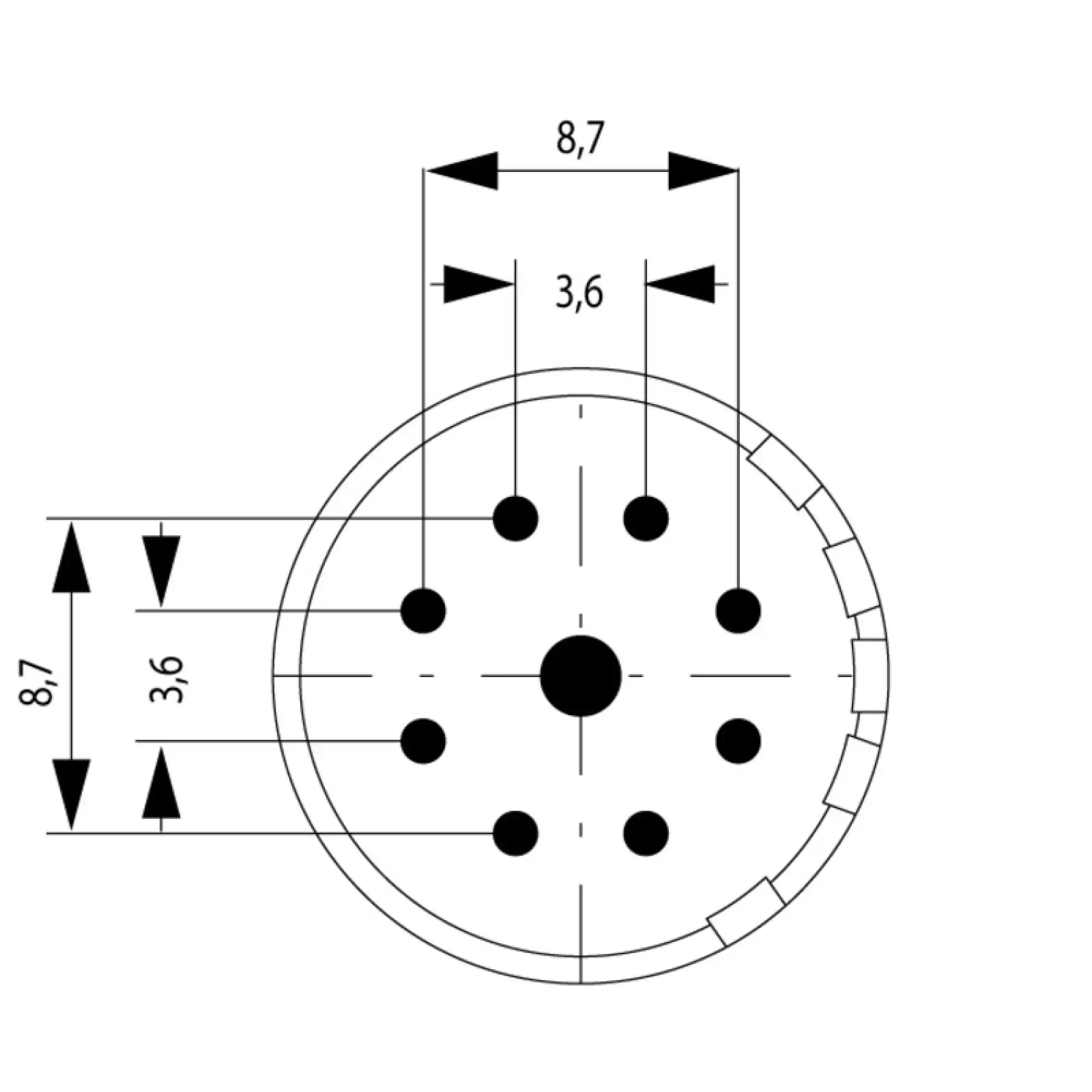 Weidmüller 1224490000 contact insert (circular connector), Solder pin, Solder cup, Solder cups, M23, Number of poles: 9, Coding: none (img_001)