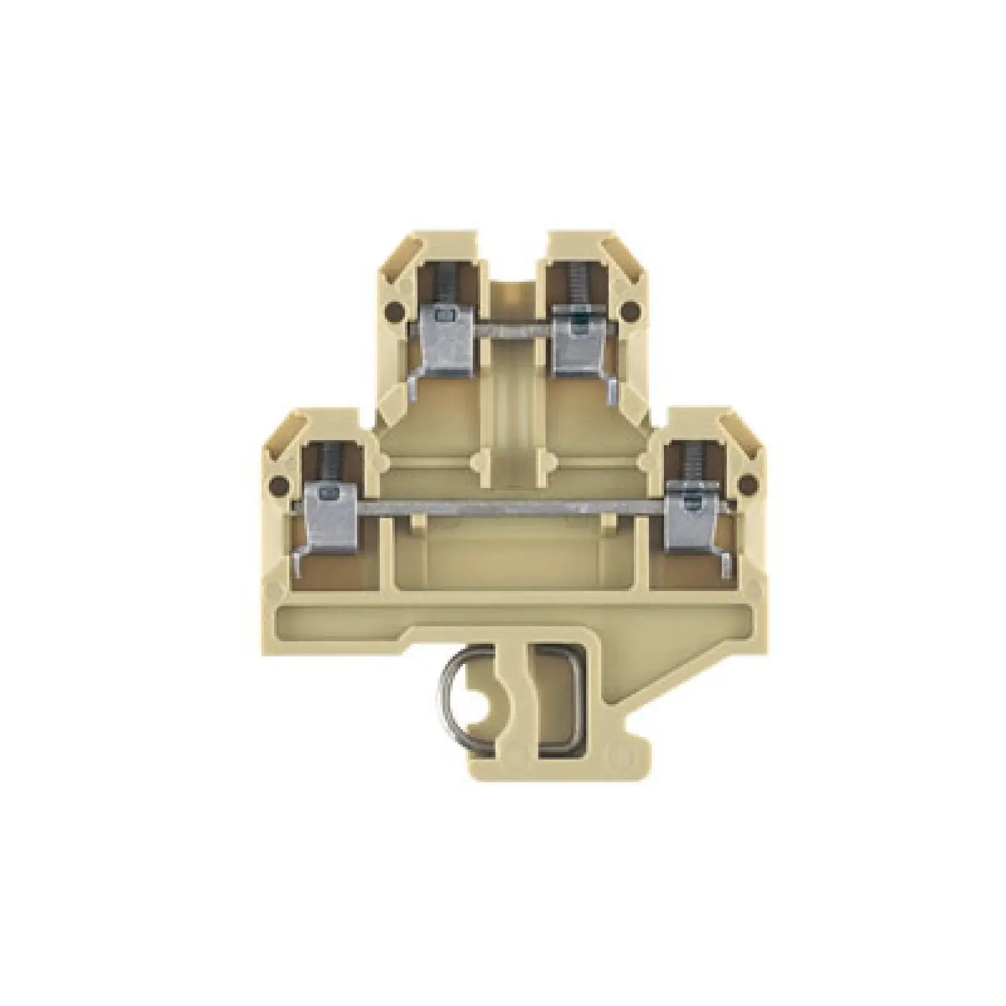Weidmüller 0355460000 Multi-tier modular terminal, Screw connection, beige / yellow, 4 mm², 500 V, 500 V, Number of connections: 4, Number of levels: 2, TS 32, V-2, PA 66 (img_001)