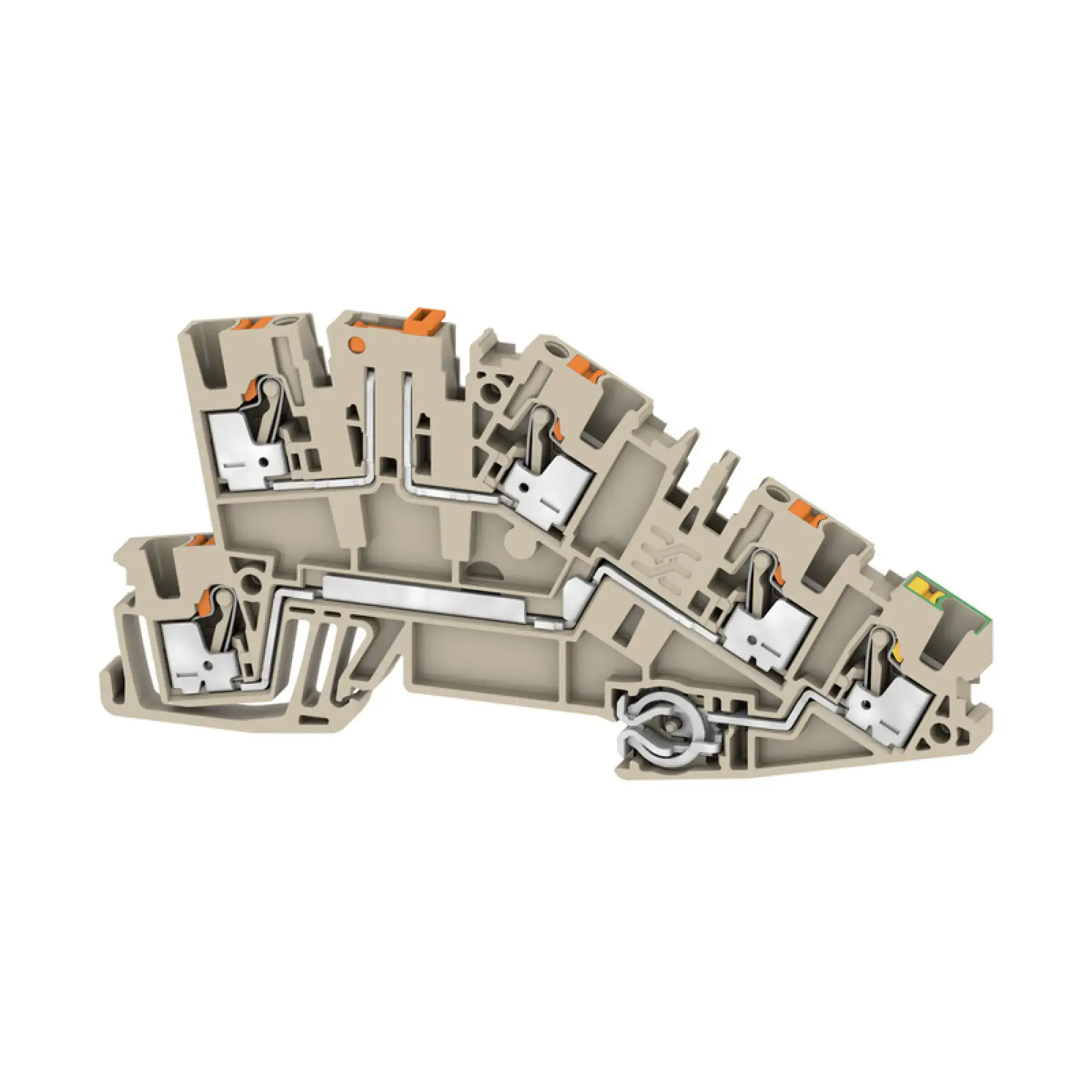 Weidmüller 2669040000 Multi level installation terminal block, PUSH IN, dark beige, 2.5 mm², 24 A, 250 V, Number of connections: 5, Number of levels: 3, TS 35, V-0, Wemid (img_001)