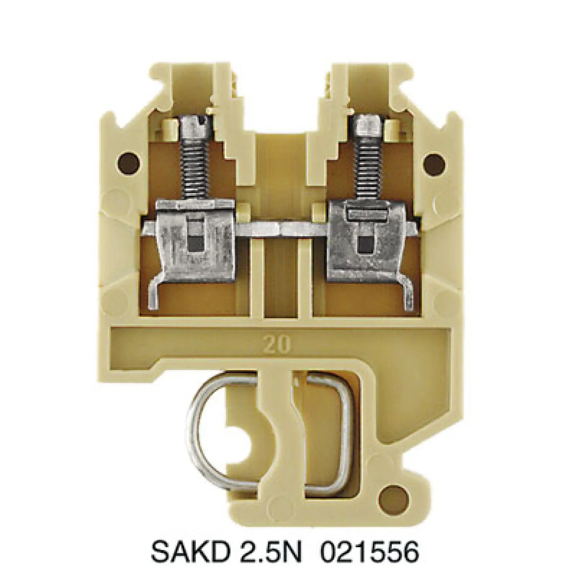 Weidmüller 0215560000 Feed-through terminal block, Screw connection, beige / yellow, 2.5 mm², 24 A, 500 V, Number of connections: 2 (img_001)