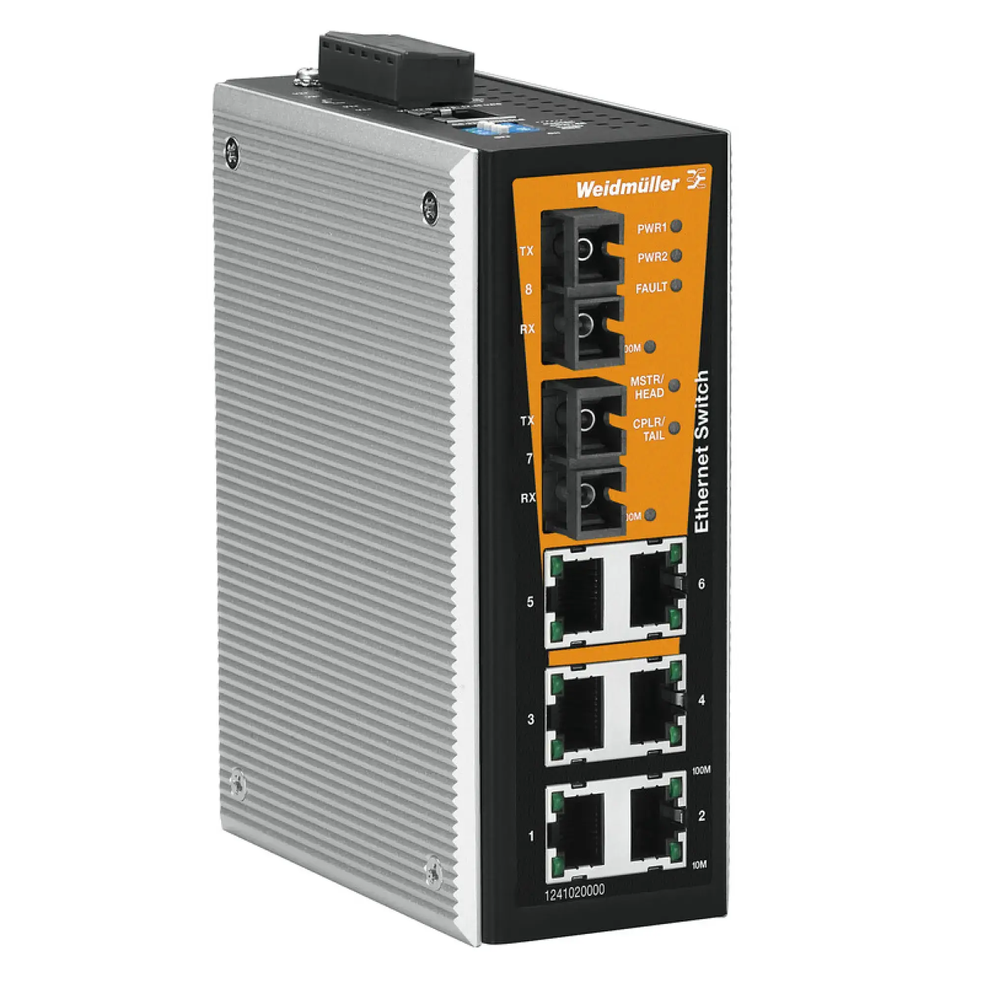 Weidmüller 1241020000 Network switch (managed), managed, Fast Ethernet, Number of ports: 6x RJ45, 2 * SC Single-mode, -40 °C...75 °C, IP30 (img_001)