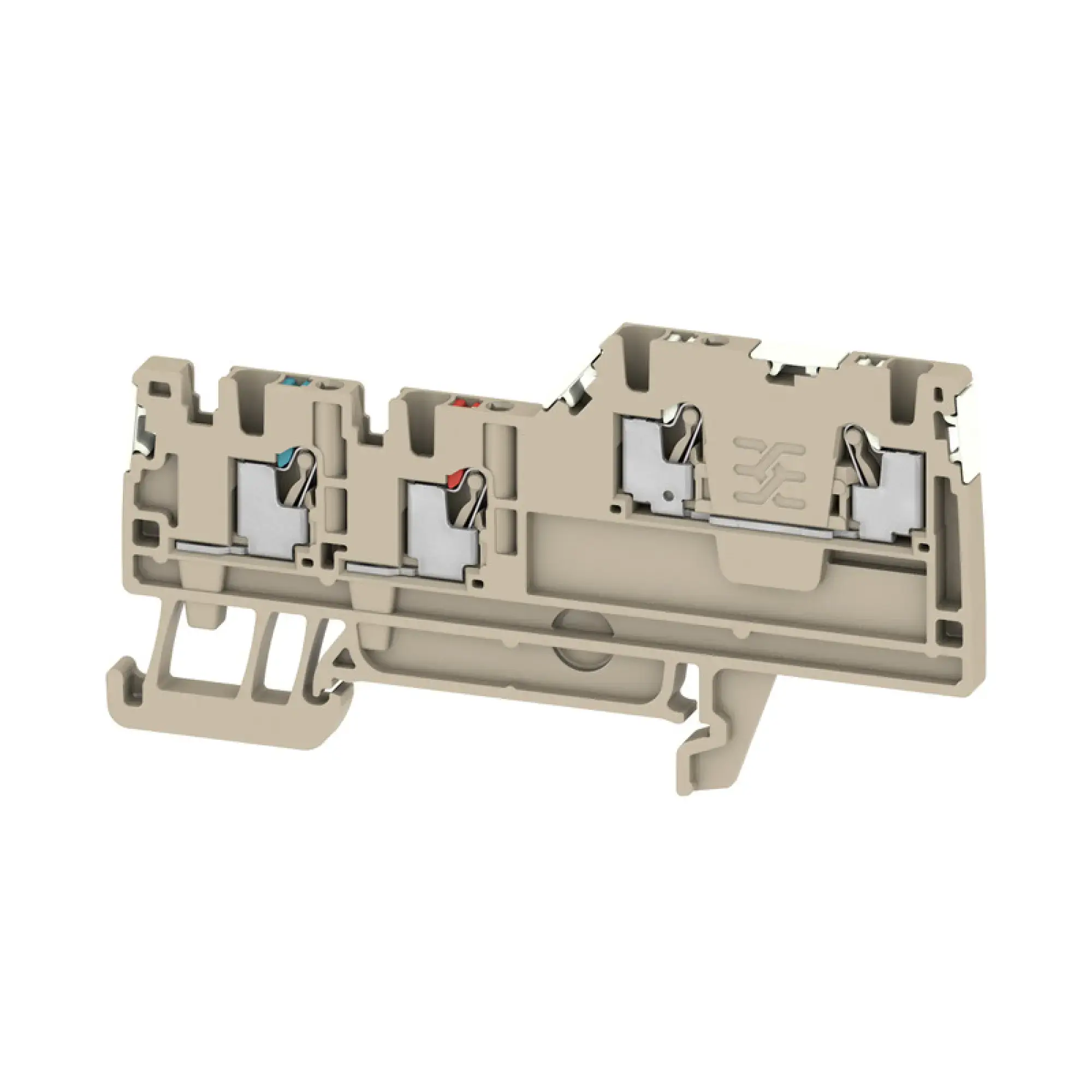 Weidmüller 2675580000 Initiator/actuator terminal, PUSH IN, dark beige, 1.5 mm², 13.5 A, 250 V, Number of connections: 4, Number of levels: 2, TS 35, V-0, Wemid (img_001)