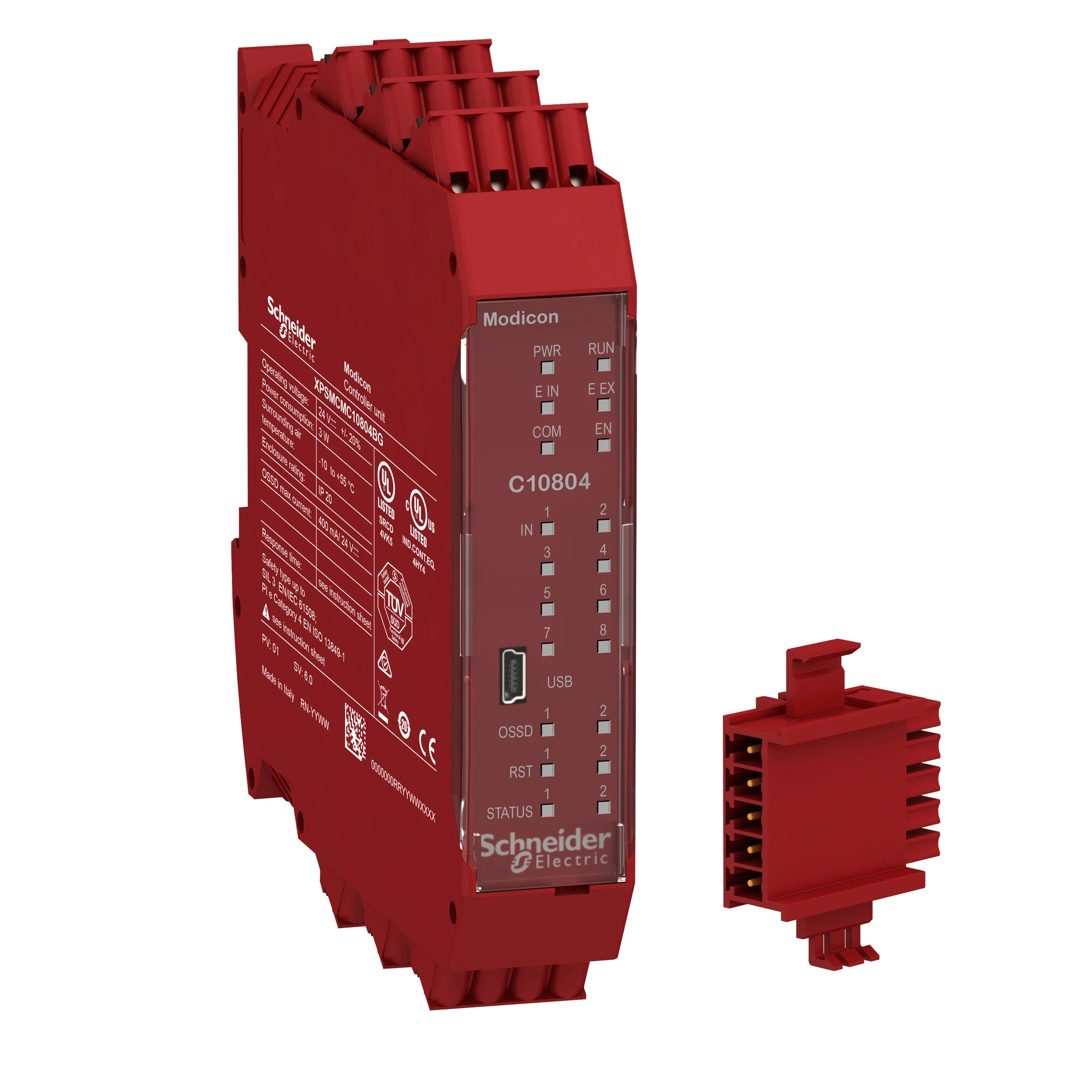 Schneider Electric XPSMCMC10804BG Modicon XPSMCM modular safety controller CPU, V2, 8I, 4O, spring-type terminals, with rear bus connector (img_001)