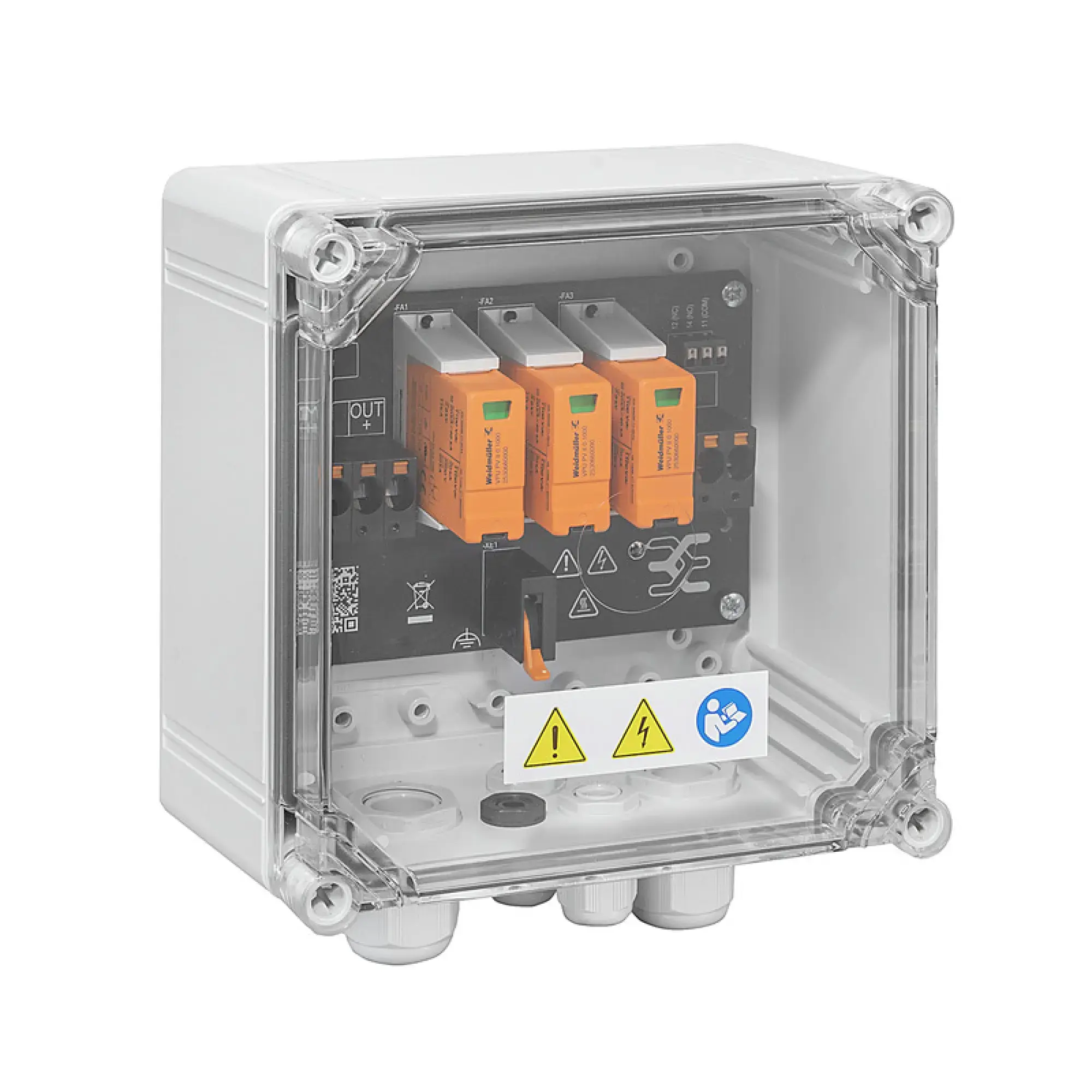 Weidmüller 2791930000 Combiner Box (Photovoltaik), 1100 V, 1 MPP, 2 Inputs / 1 Output per MPP, Surge protection I / II, Cable gland (img_001)