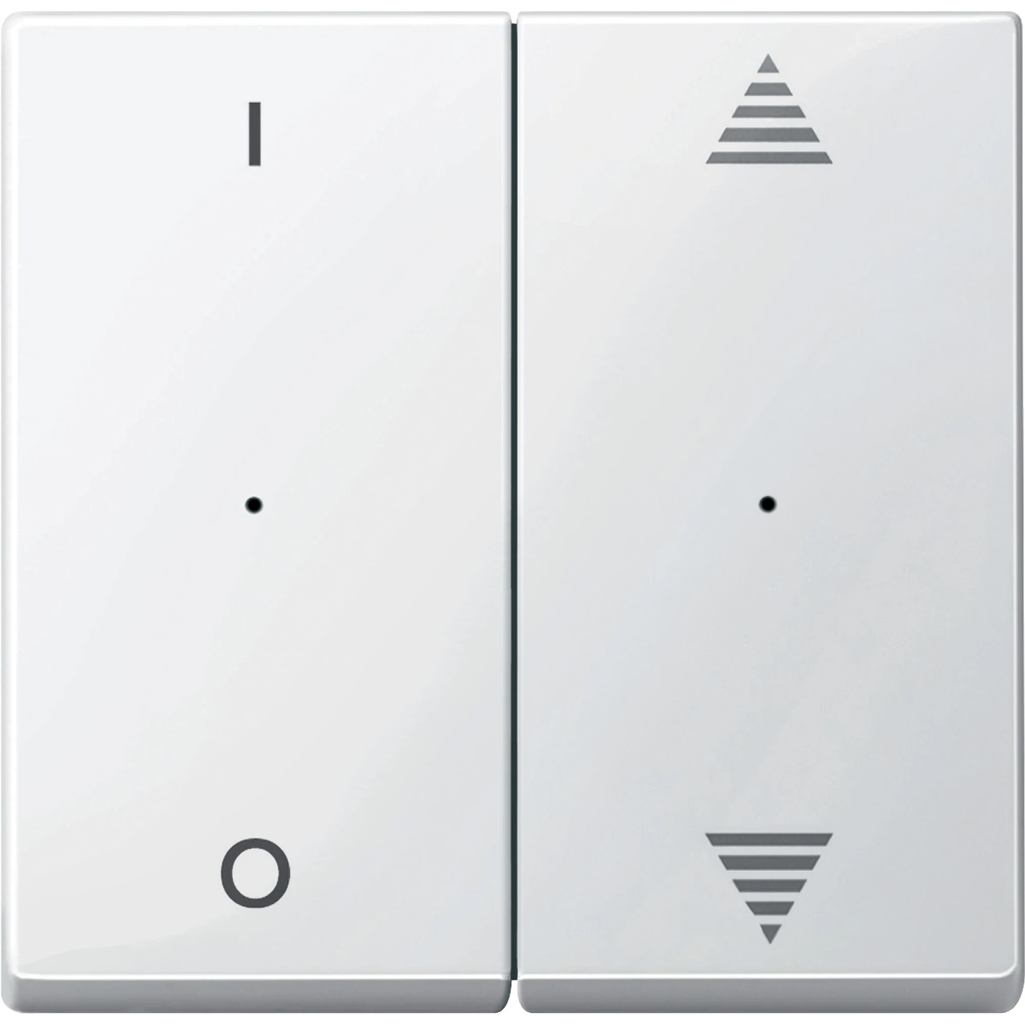 Schneider Electric MTN619519 Rocker for pushbutton terminals 2-way with imprint 1/0 and Up/Down, polar white glossy, System M (img_001)