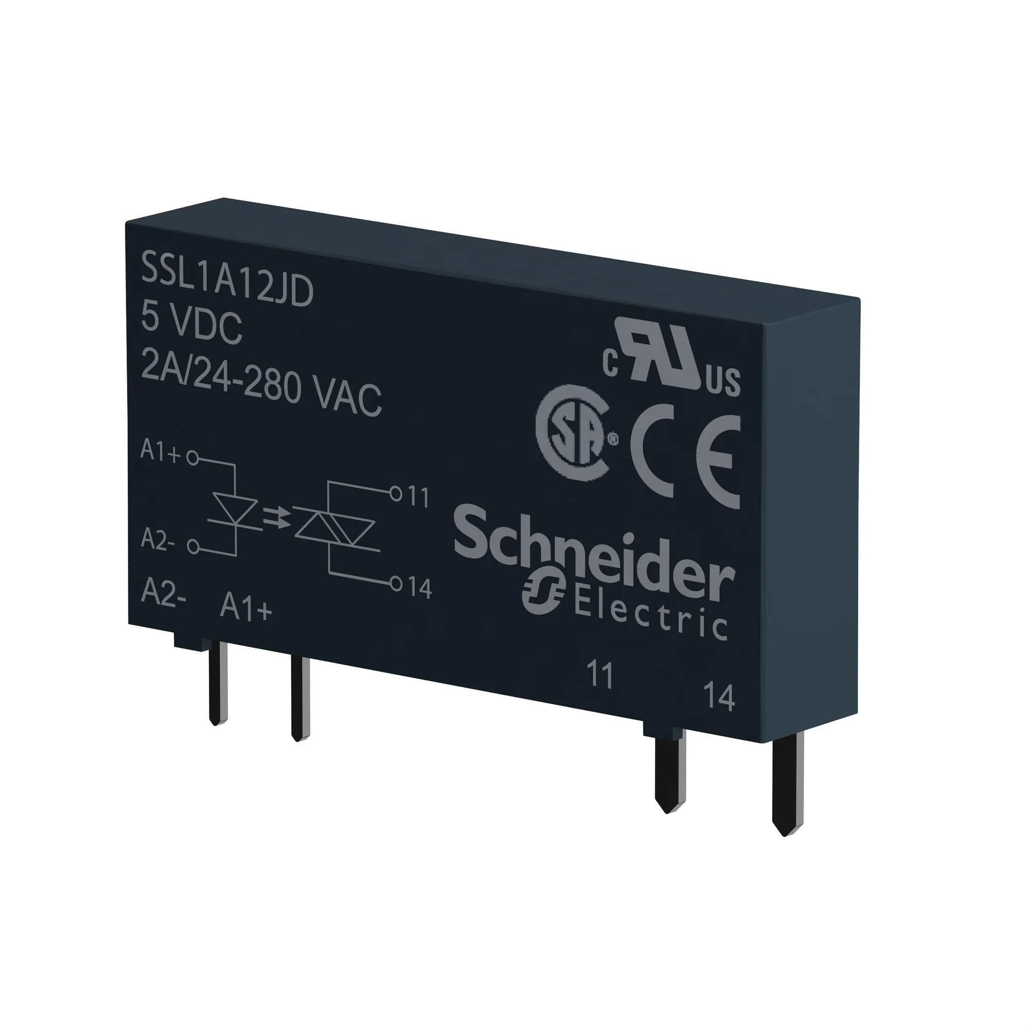 Schneider Electric SSL1A12JDR Semiconductor relay, pluggable, Input: 3-12 VDC, Output: 24-280 VAC, 2 A, momentary. (img_004)