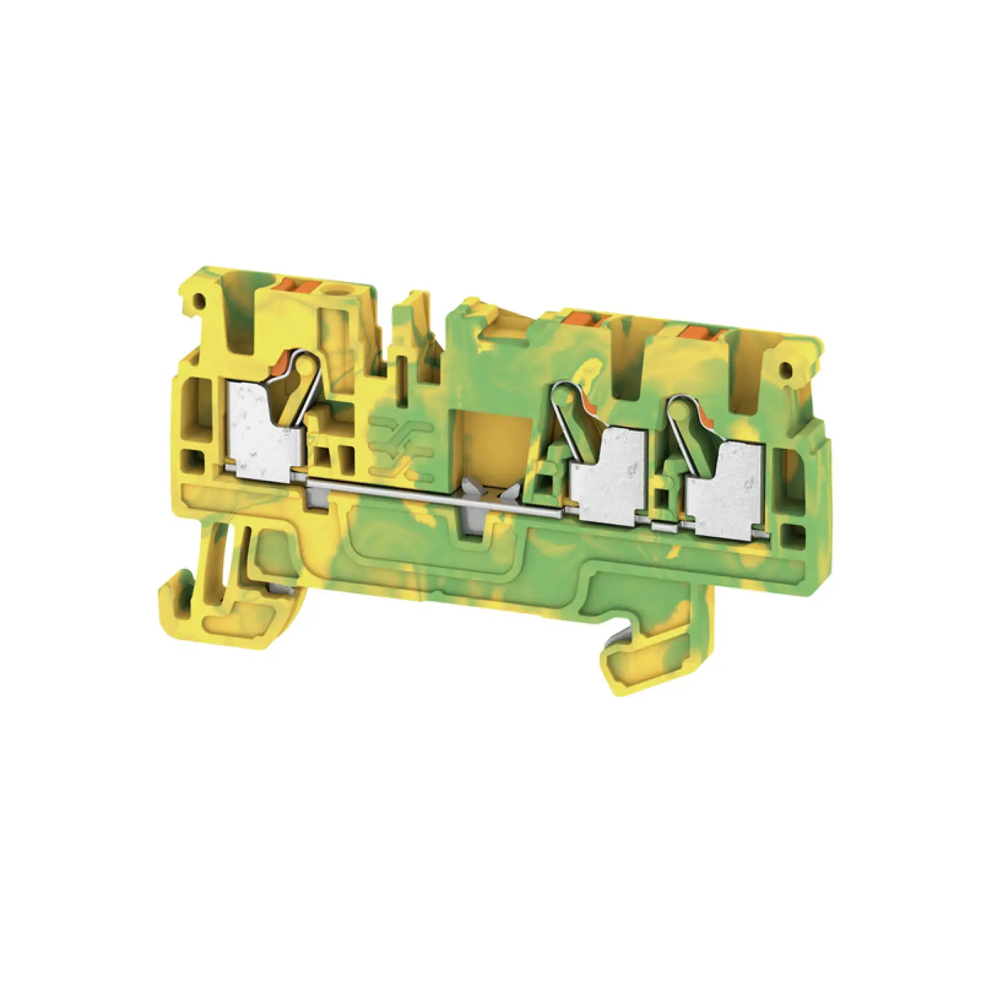 Weidmüller 1521670000 PE terminal, PUSH IN, Green/yellow, 2.5 mm², 800 V, Number of connections: 3, Number of levels: 1, TS 35, V-0, Wemid (img_001)
