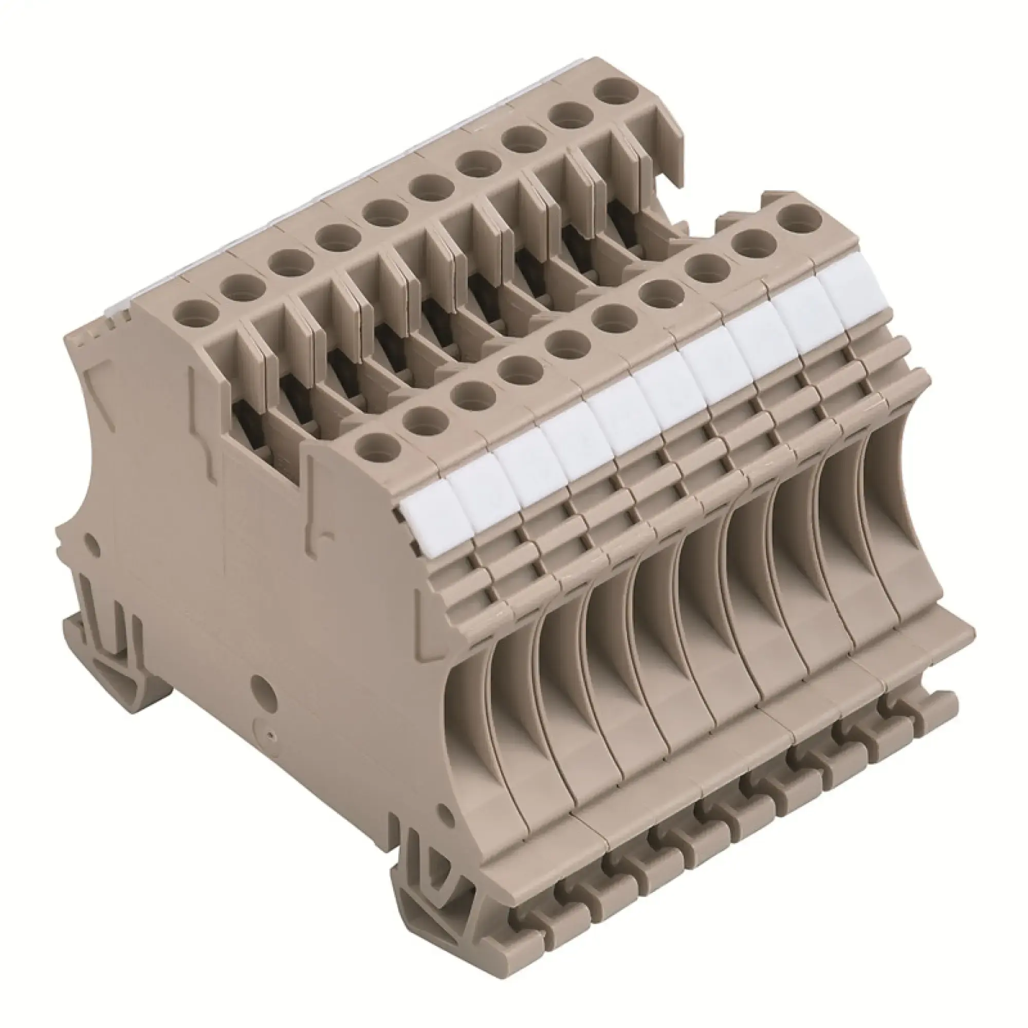 Weidmüller 1020800000 Single- and multi-pole terminal strip, Screw connection, dark beige, 2.5 mm², 24 A, 500 V, Number of connections: 2, Number of levels: 1, V-0, Wemid (img_001)