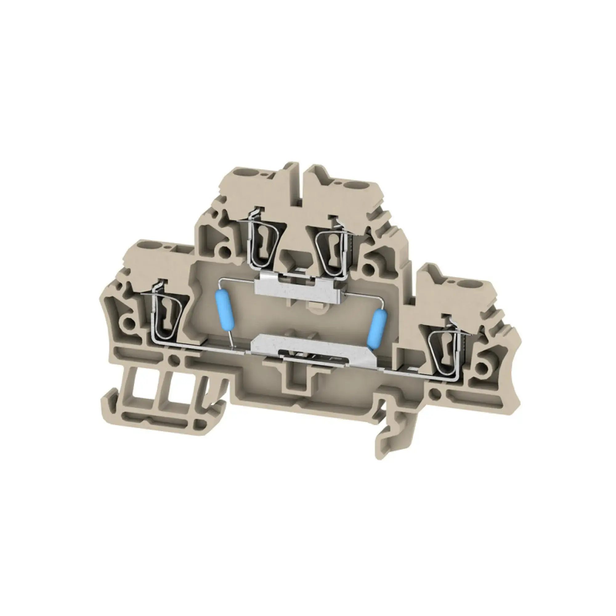 Weidmüller 1748790000 Component terminal block, Tension-clamp connection, dark beige, 2.5 mm², 24 V, 24 V, Number of connections: 4, Number of levels: 2, TS 35, V-0, Wemid (img_001)