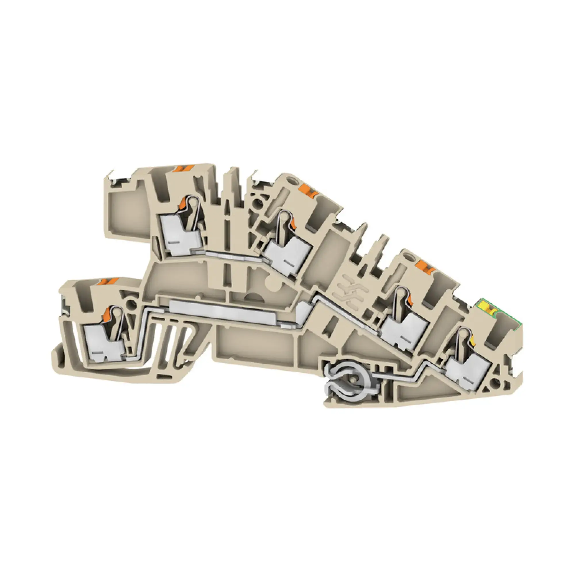 Weidmüller 2782580000 Multi level installation terminal block, PUSH IN, dark beige, 2.5 mm², 24 A, 250 V, Number of connections: 5, Number of levels: 3, TS 35, V-0, Wemid (img_001)