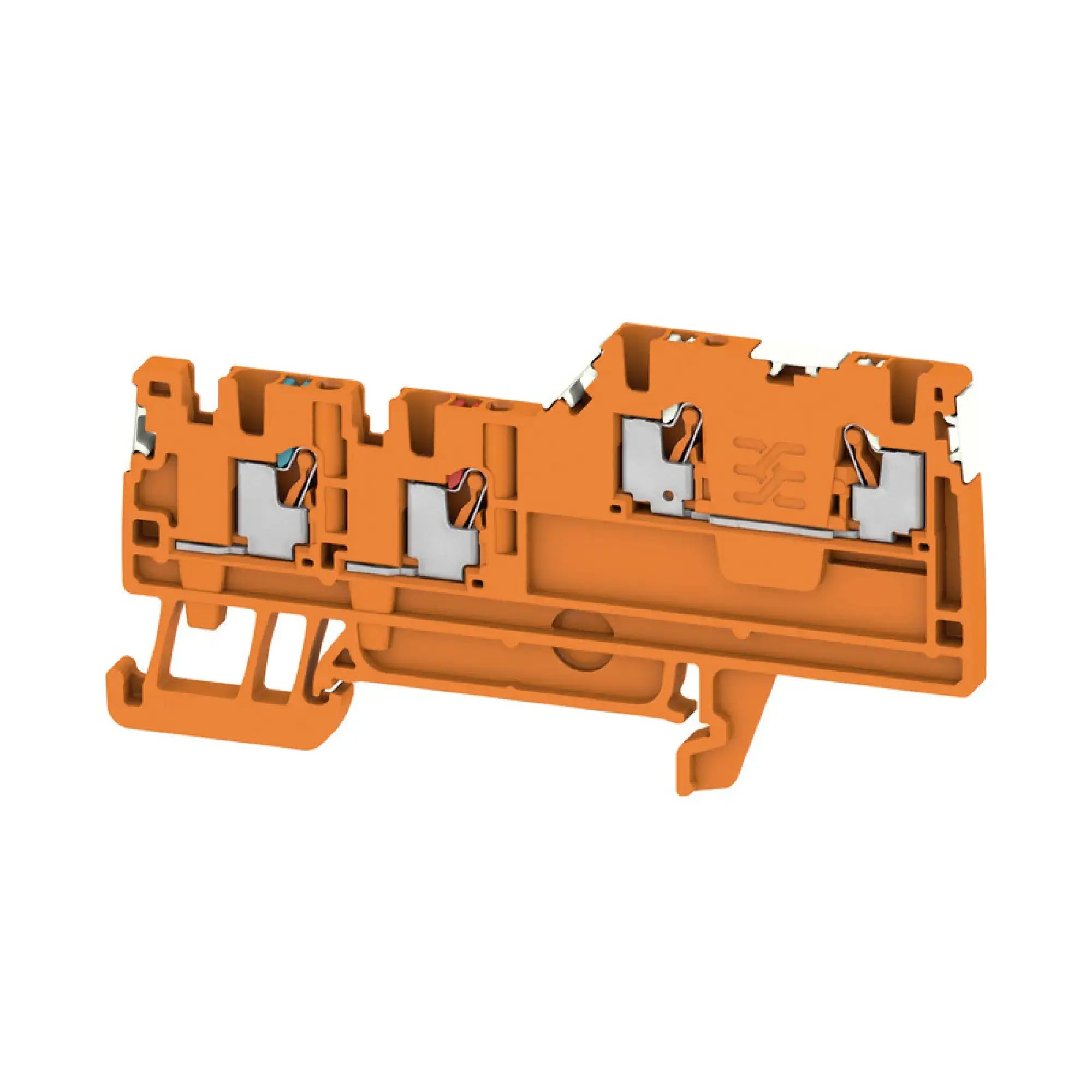 Weidmüller 2675630000 Initiator/actuator terminal, PUSH IN, orange, 1.5 mm², 13.5 A, 250 V, Number of connections: 4, Number of levels: 2, TS 35, V-0, Wemid (img_001)