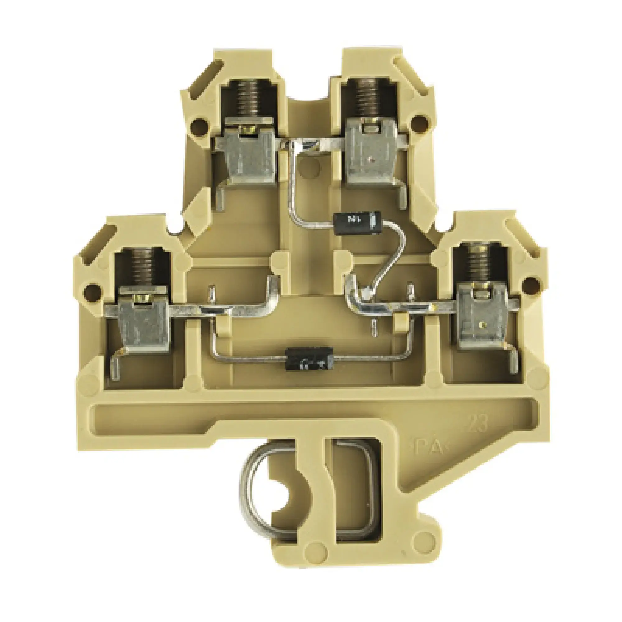 Weidmüller 0642760000 Component terminal block, Screw connection, beige / yellow, 4 mm², 380 V, 380 V, Number of connections: 4, Number of levels: 2, TS 32, V-2, PA 66 (img_001)