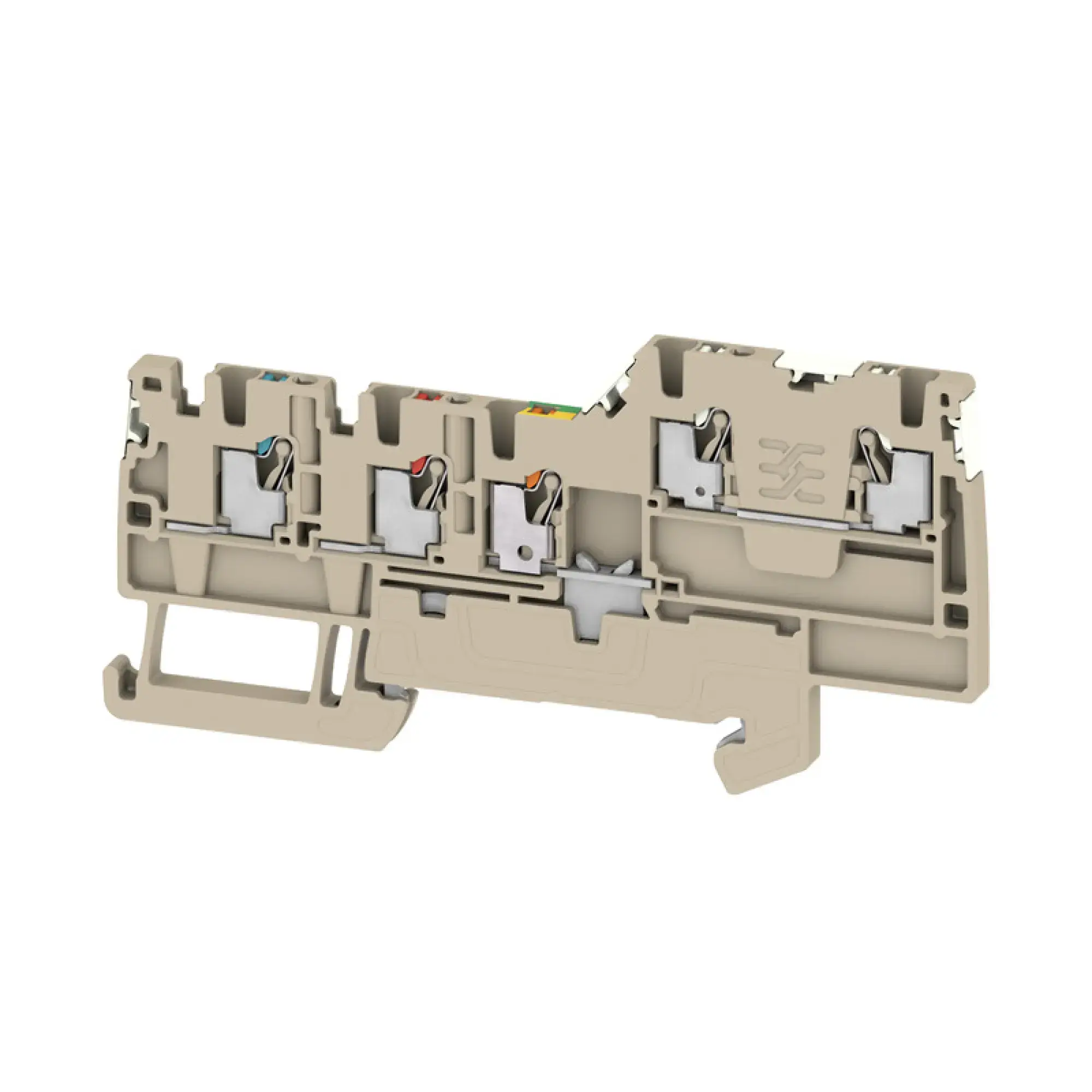 Weidmüller 2675610000 Initiator/actuator terminal, PUSH IN, dark beige, 1.5 mm², 13.5 A, 250 V, Number of connections: 5, Number of levels: 2, TS 35, V-0, Wemid (img_001)