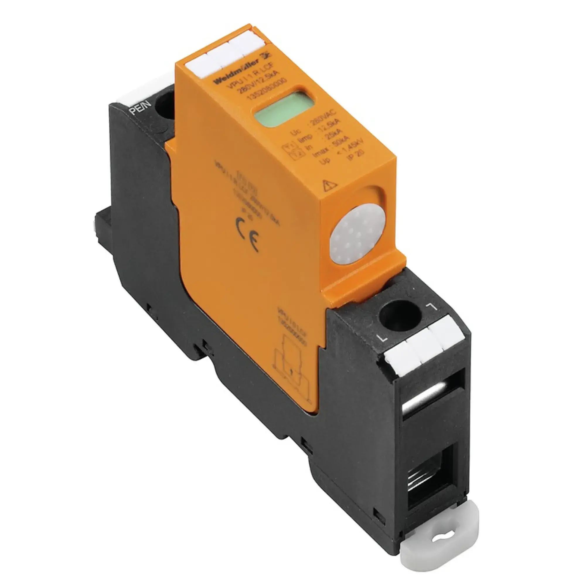 Weidmüller 1352080000 Surge voltage arrester  (power supply systems), with remote contact, Leakage-current-free, Type I + II, Low voltage network: Single-phase, III, IV, AC (img_001)