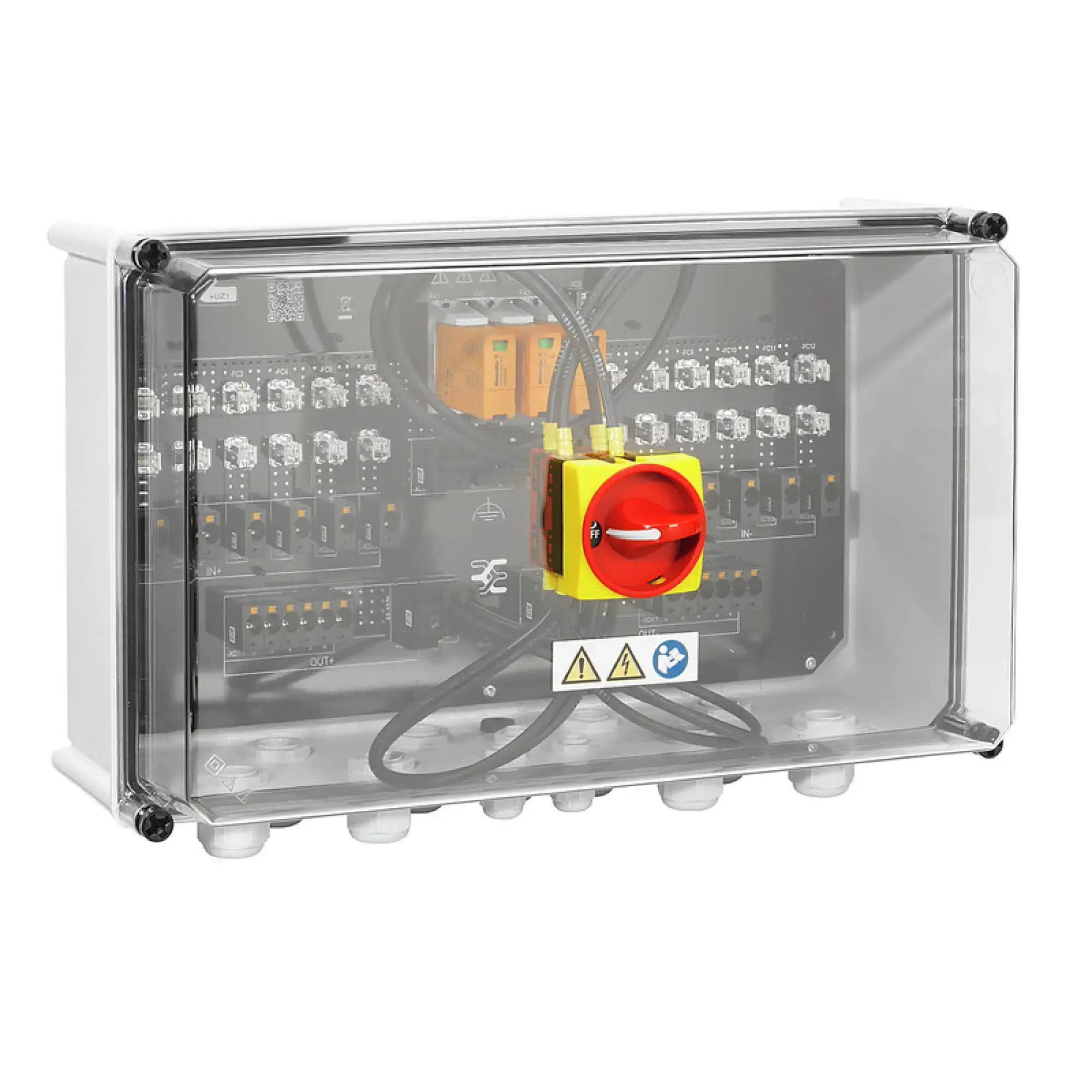 Weidmüller 2737530000 Combiner Box (Photovoltaik), 1000 V, 1 MPP, 6 Inputs / 6 Outputs per MPP, With fuse holder, Surge protection I / II, Switch disconnector, Cable gland (img_001)