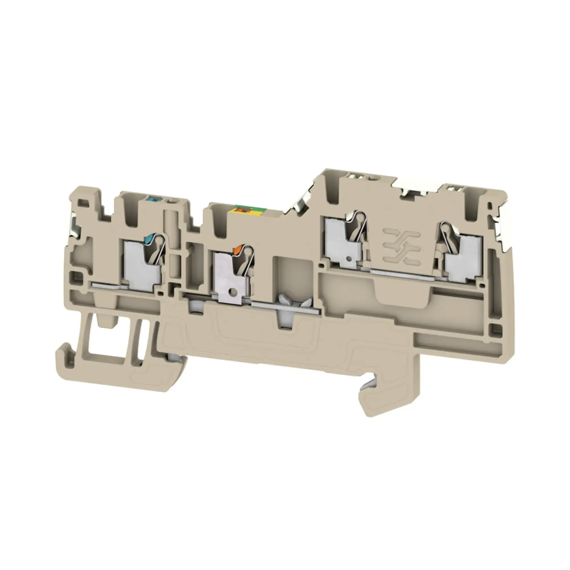Weidmüller 2675600000 Initiator/actuator terminal, PUSH IN, dark beige, 1.5 mm², 13.5 A, 250 V, Number of connections: 4, Number of levels: 2, TS 35, V-0, Wemid (img_001)