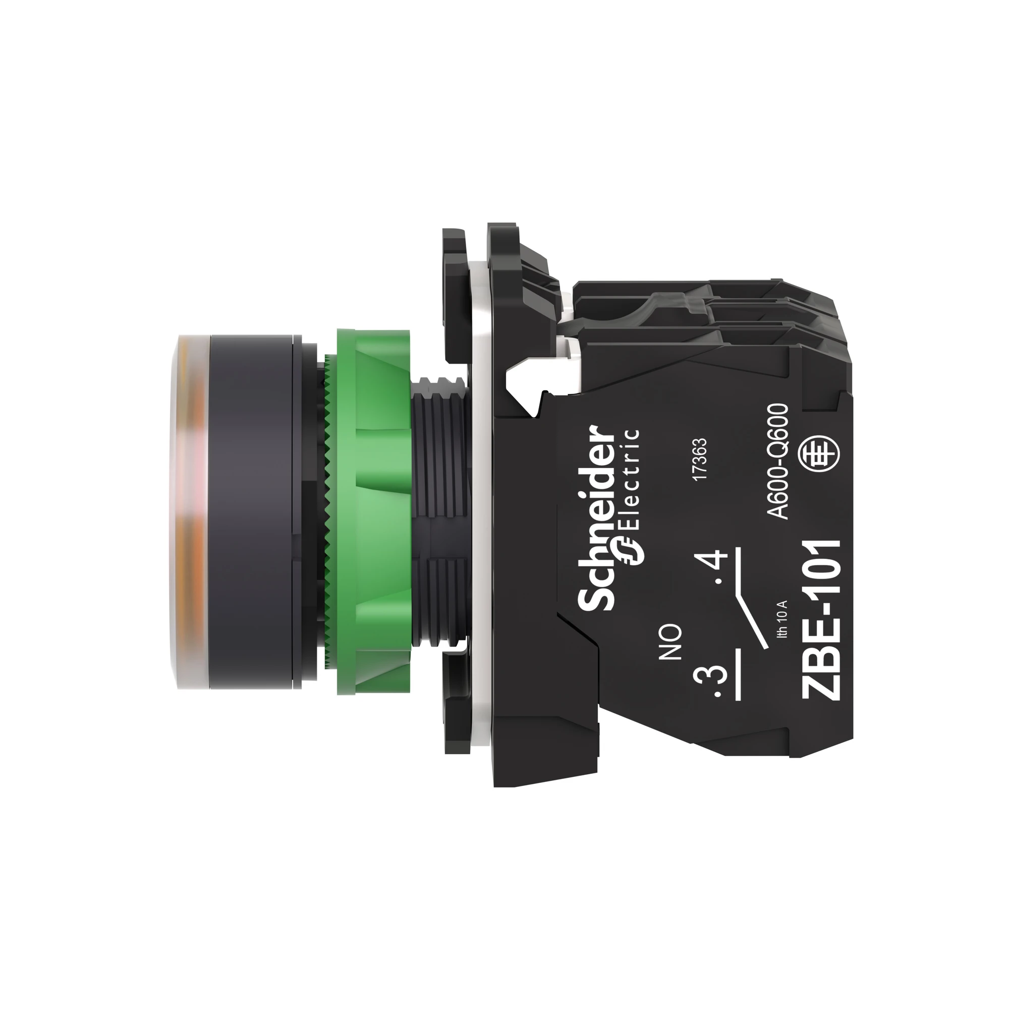 Schneider Electric XB5AW35G5 Illuminated Push Button, Harmony XB5, Plastic, Orange, 22mm, Universal LED, Rounded Dome, 1NO + 1NC, 110-120V AC (img_007)