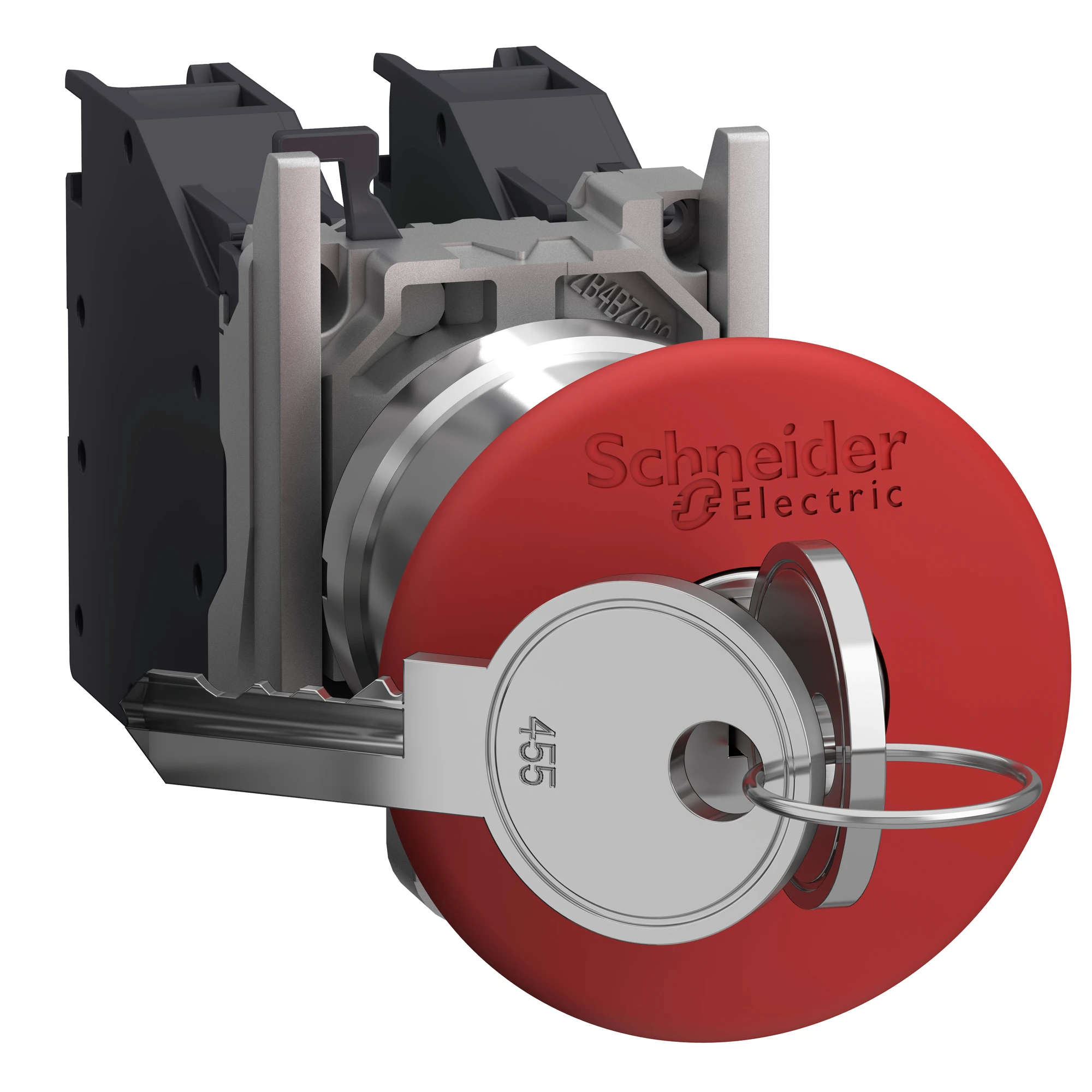 Schneider Electric XB4BS9445GEX Emergency Stop/Emergency-Stop Switch, Harmony XB4, Metal, 22mm, Red, Mushroom 40mm, Key Release, 1NC+1NO, ATEX (img_001)