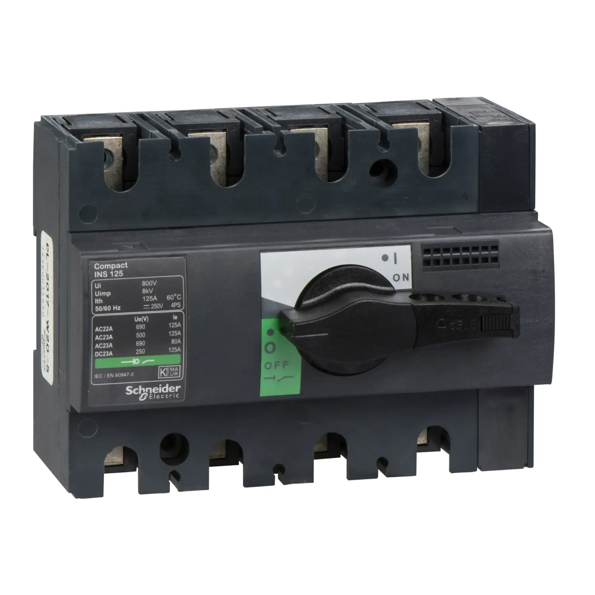 Schneider Electric 28911 Disconnect switch INS125, 4P, 125A/690V AC/250V DC, rotary drive black (img_002) Schneider Electric 28911 Disconnect switch INS125, 4P, 125A/690V AC/250V DC, rotary drive black (img_002)