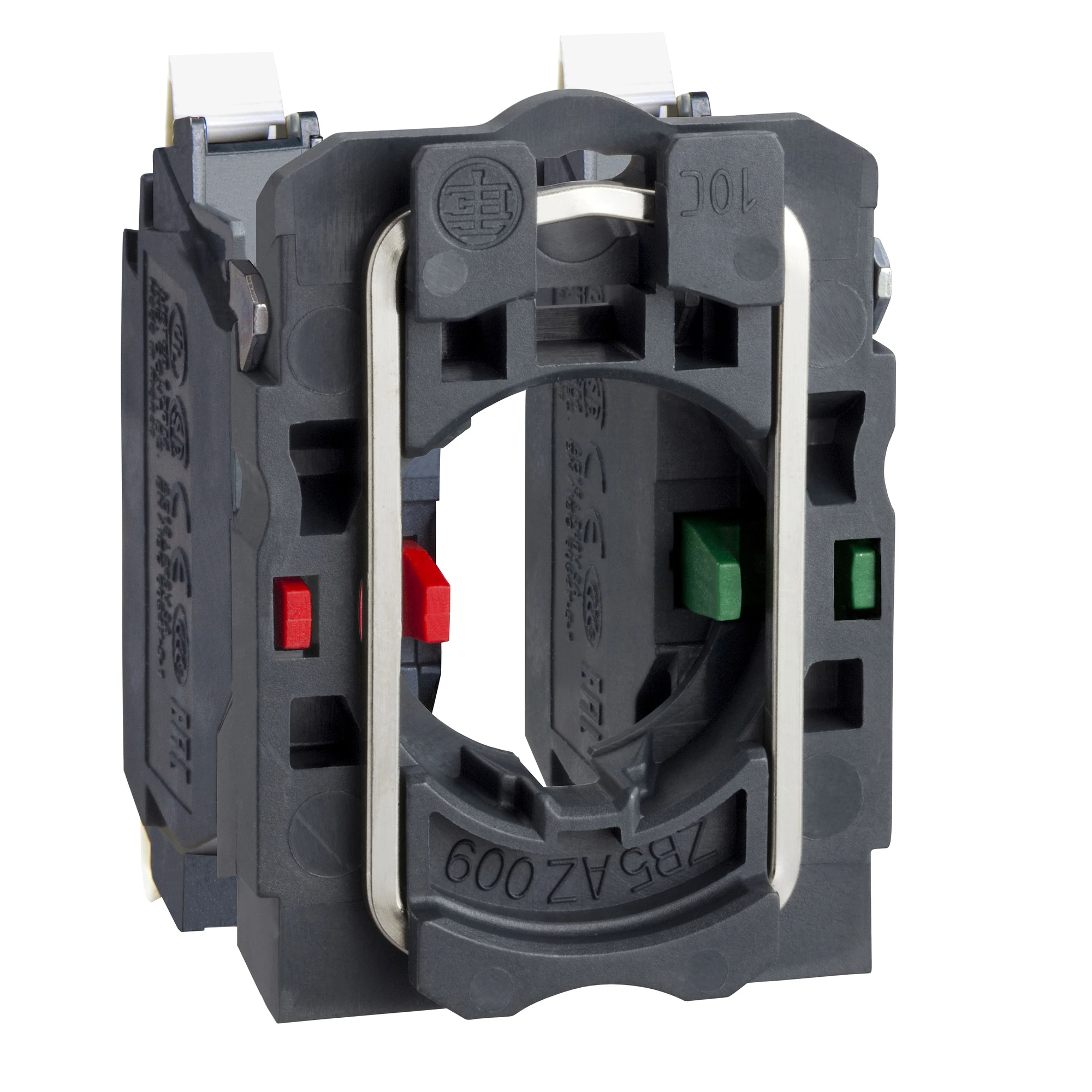 Schneider Electric ZB5AZ1055 Auxiliary contact block with mounting flange, Harmony XB5, plastic, 22mm, 30mm, 1NO+1NC, spring clamp connection (img_001)