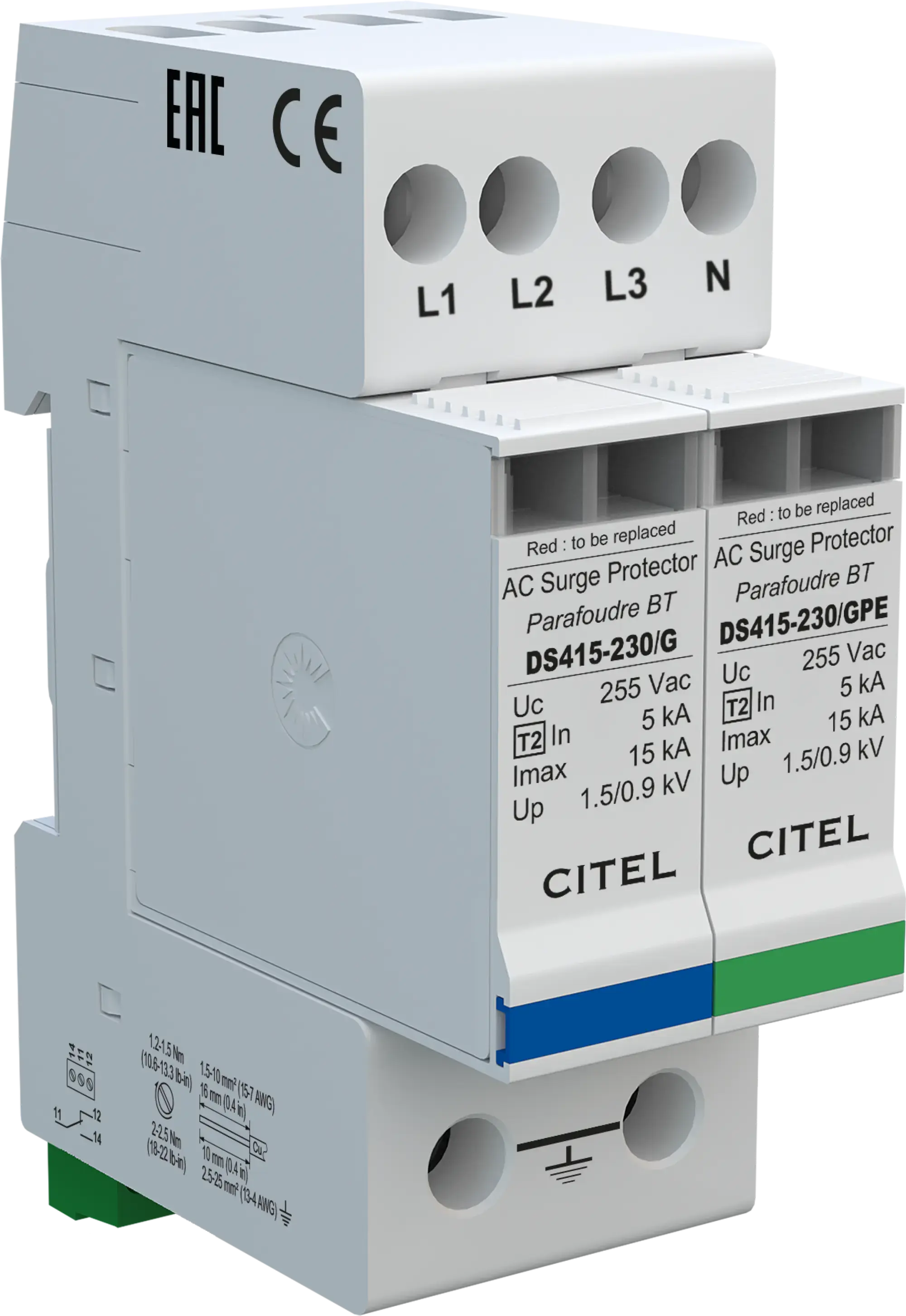 Citel 451732 Überspannungsableiter 4-polig Typ 2 für 230/400 V TT Netze, kompakte Bauform (img_001)