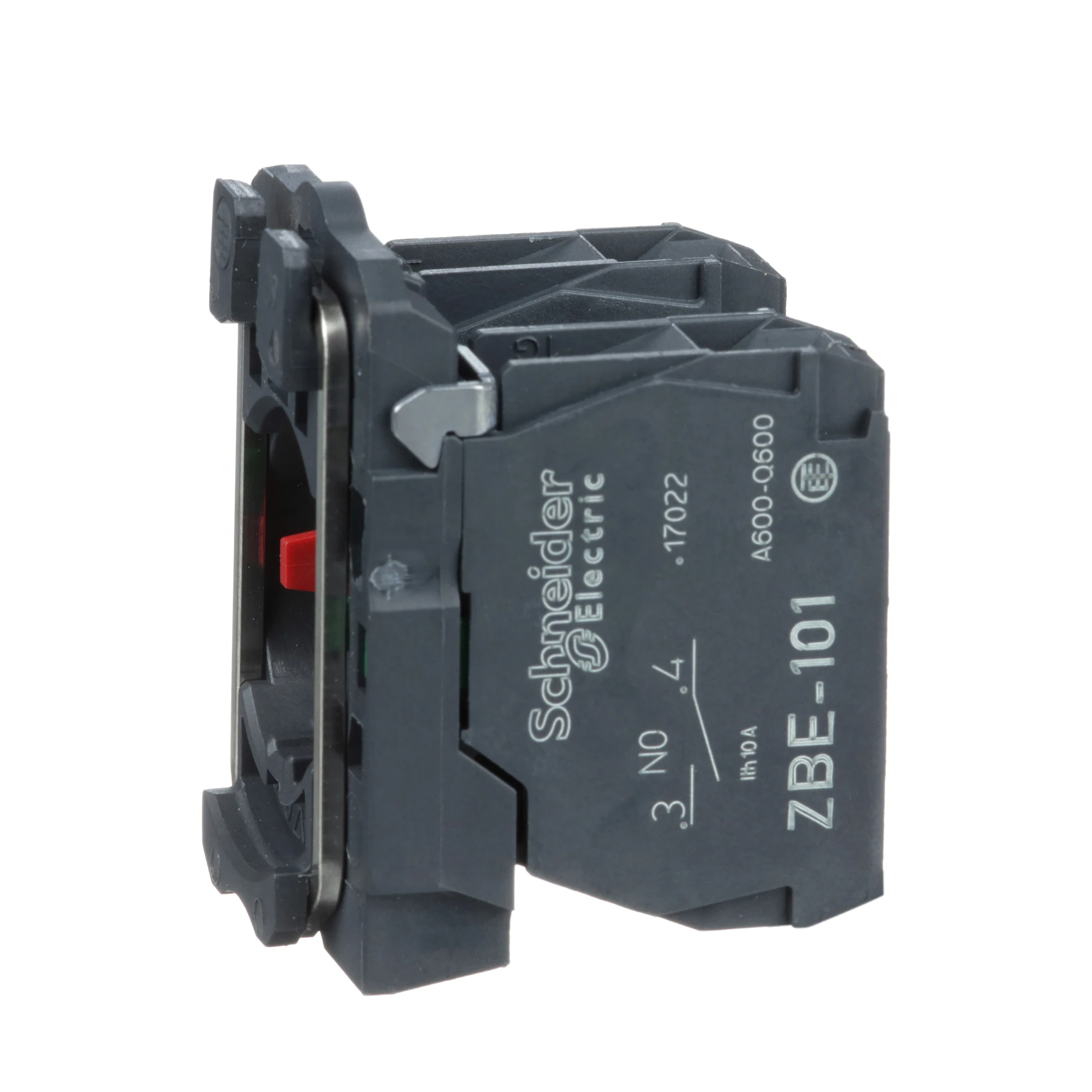 Schneider Electric ZB5AZ105 Auxiliary contact block with mounting flange, Harmony XB5, plastic, 22mm, 30mm, 1NO+1NC, screw terminal (img_001)