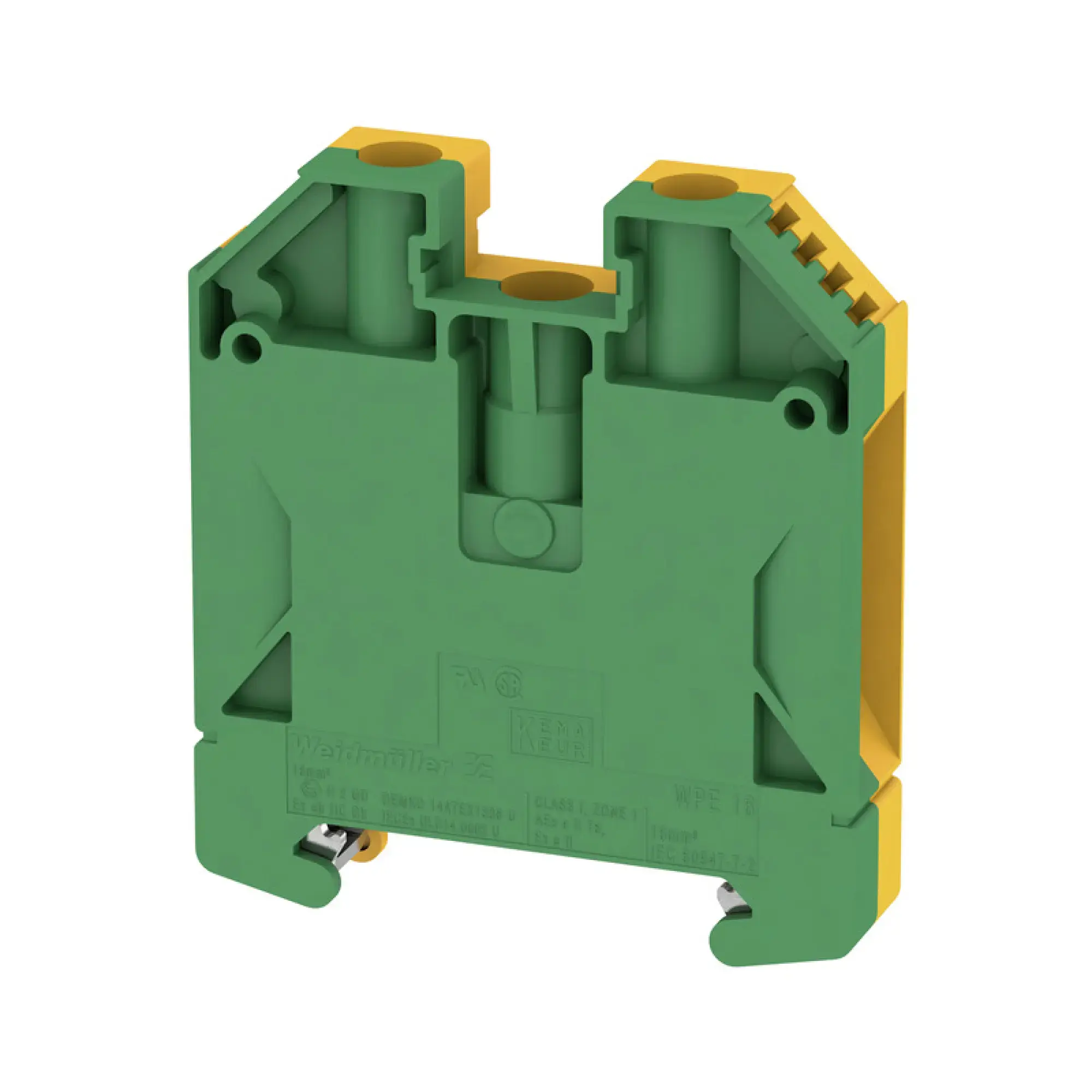 Weidmüller 1010400000 PE terminal, Screw connection, Green/yellow, 16 mm², 1000 V, Number of connections: 2, Number of levels: 1, TS 35, V-0, Wemid (img_001) Weidmüller 1010400000 PE terminal, Screw connection, Green/yellow, 16 mm², 1000 V, Number of connections: 2, Number of levels: 1, TS 35, V-0, Wemid (img_001)