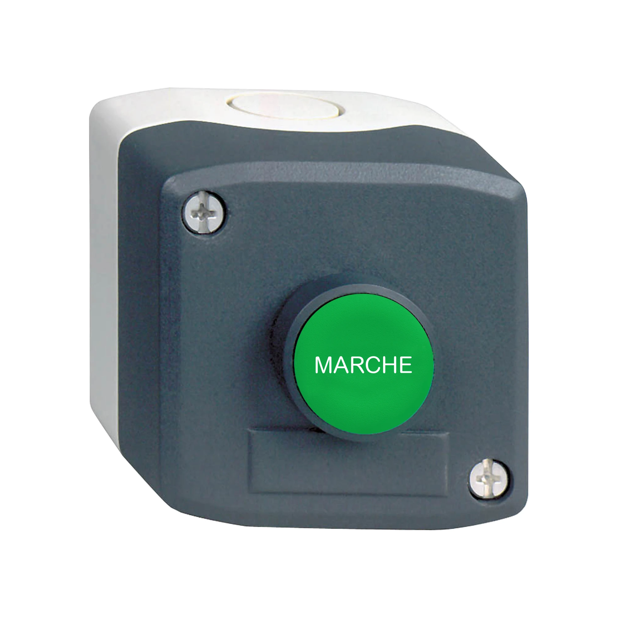 Schneider Electric XALD104 Surface mounting enclosure, Harmony XALD, plastic, dark grey, 1 push-button, green, RUN, 22mm, 1NC (img_001) Schneider Electric XALD104 Surface mounting enclosure, Harmony XALD, plastic, dark grey, 1 push-button, green, RUN, 22mm, 1NC (img_001)