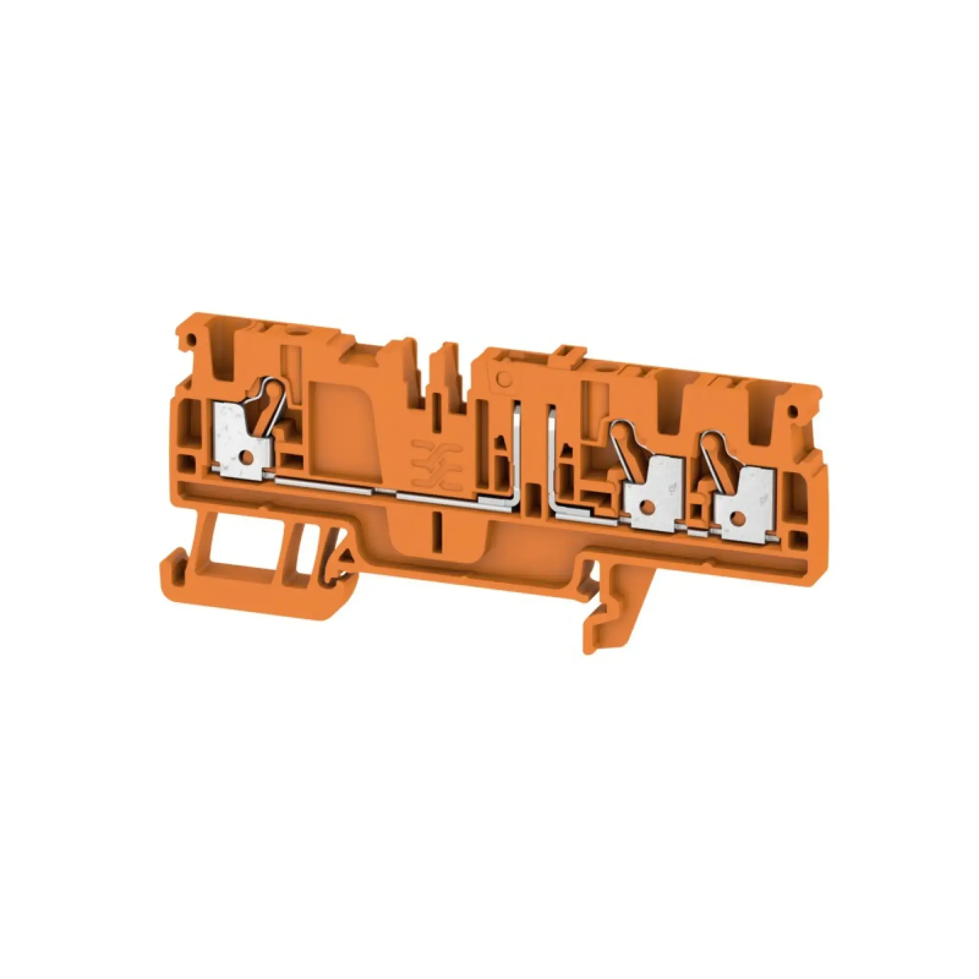 Weidmüller 1989850000 Test-disconnect terminal, PUSH IN, orange, 2.5 mm², 20 A, 500 V, Number of connections: 3, Number of levels: 1 (img_001)