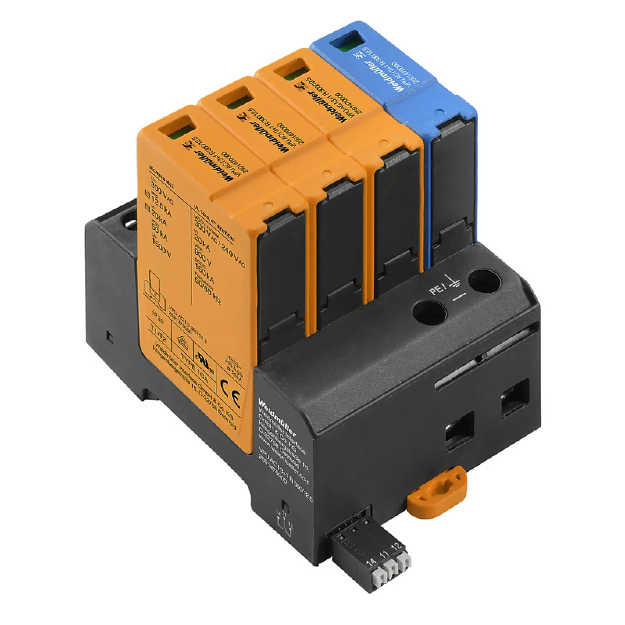 Weidmüller 2591470000 Surge voltage arrester (power supply systems), Surge protection, with remote contact, Type I + II, Low voltage network: TN-C-S, TN-S, TT, IT with N, (img_001) Weidmüller 2591470000 Surge voltage arrester (power supply systems), Surge protection, with remote contact, Type I + II, Low voltage network: TN-C-S, TN-S, TT, IT with N, (img_001)
